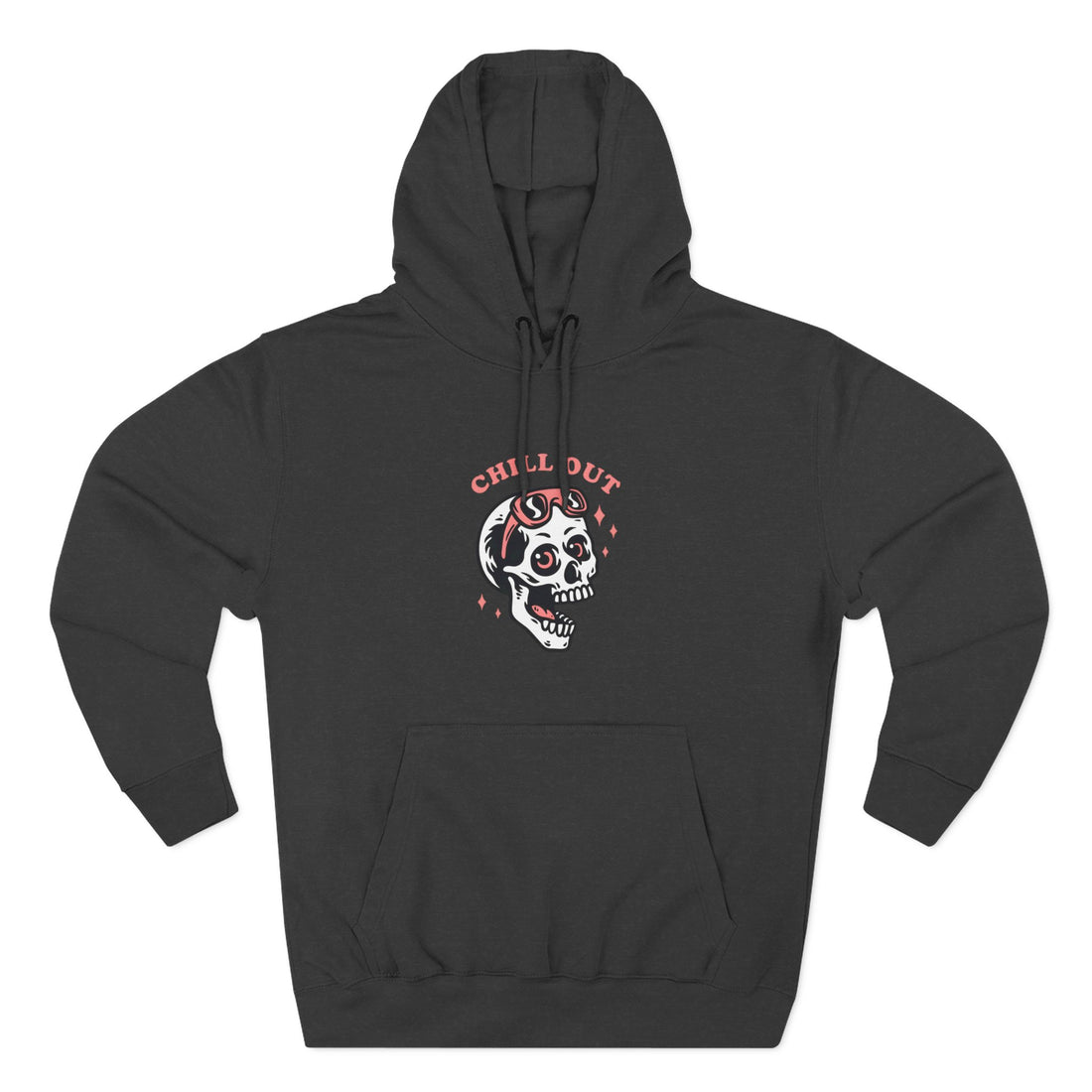 Chill Out Skull Fleece Hoodie for Comfort Lovers, Casual Streetwear, Unique Gift, Halloween Cozy Apparel, Scary Fun Clothing