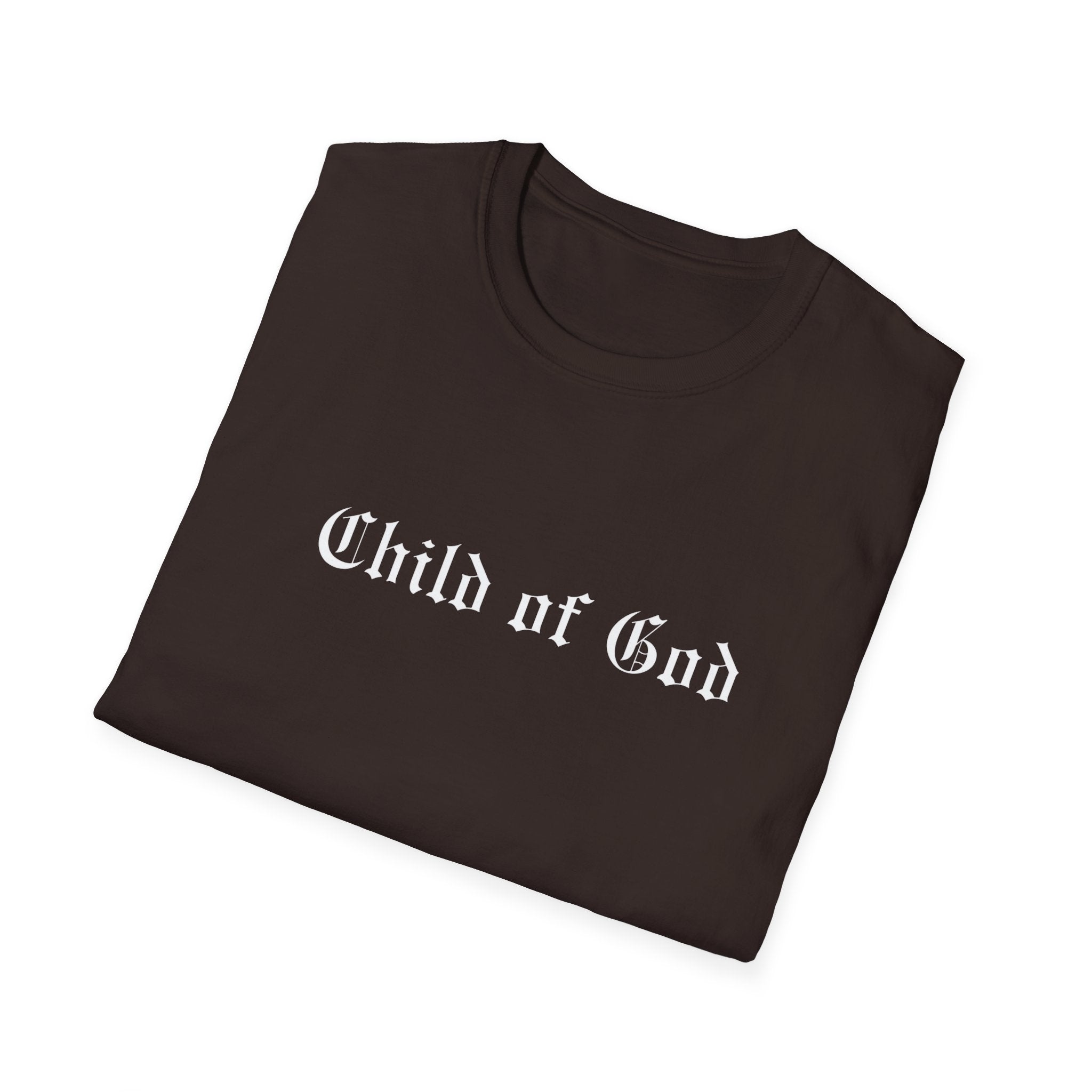 Child of God T-Shirt — Gothic Script Faith Tee with Bible Verse (Christian Apparel)