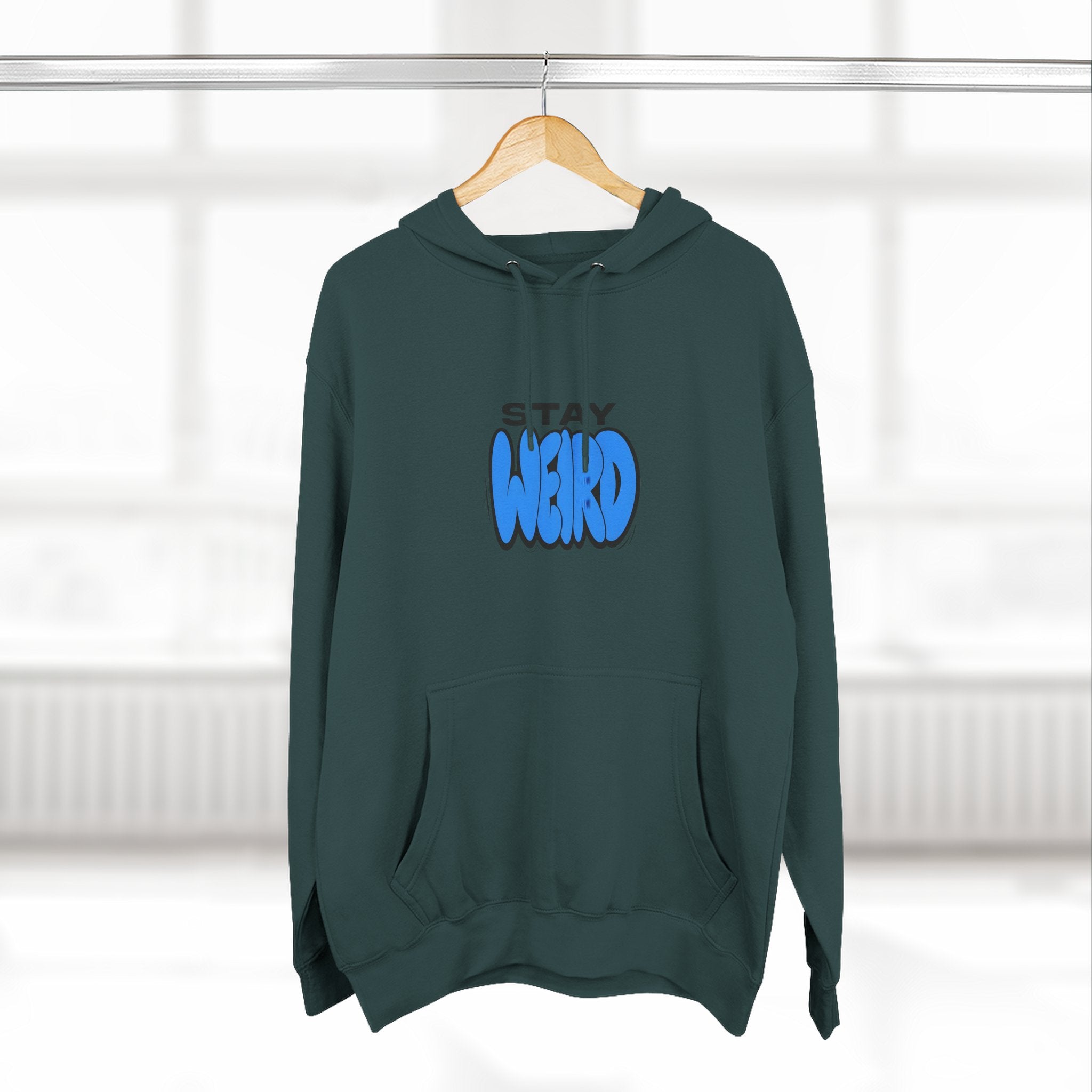 Stay Weird Hoodie — Cute Blue Graphic Fleece Pullover