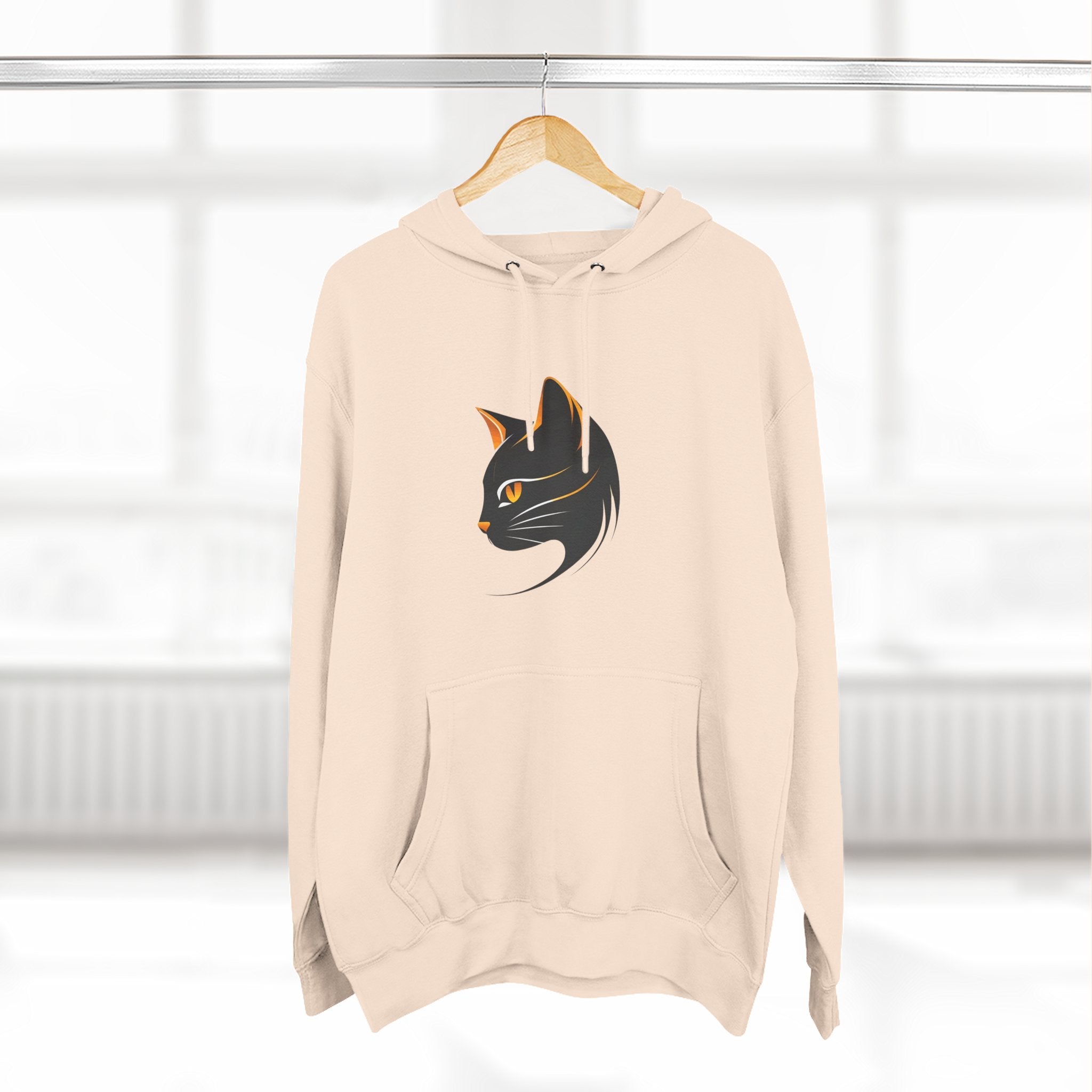 Cat Silhouette Fleece Hoodie, Cozy Cat Lover Gift, Warm Animal Hoodie, Perfect for Pet Owners, Cat-Themed Apparel