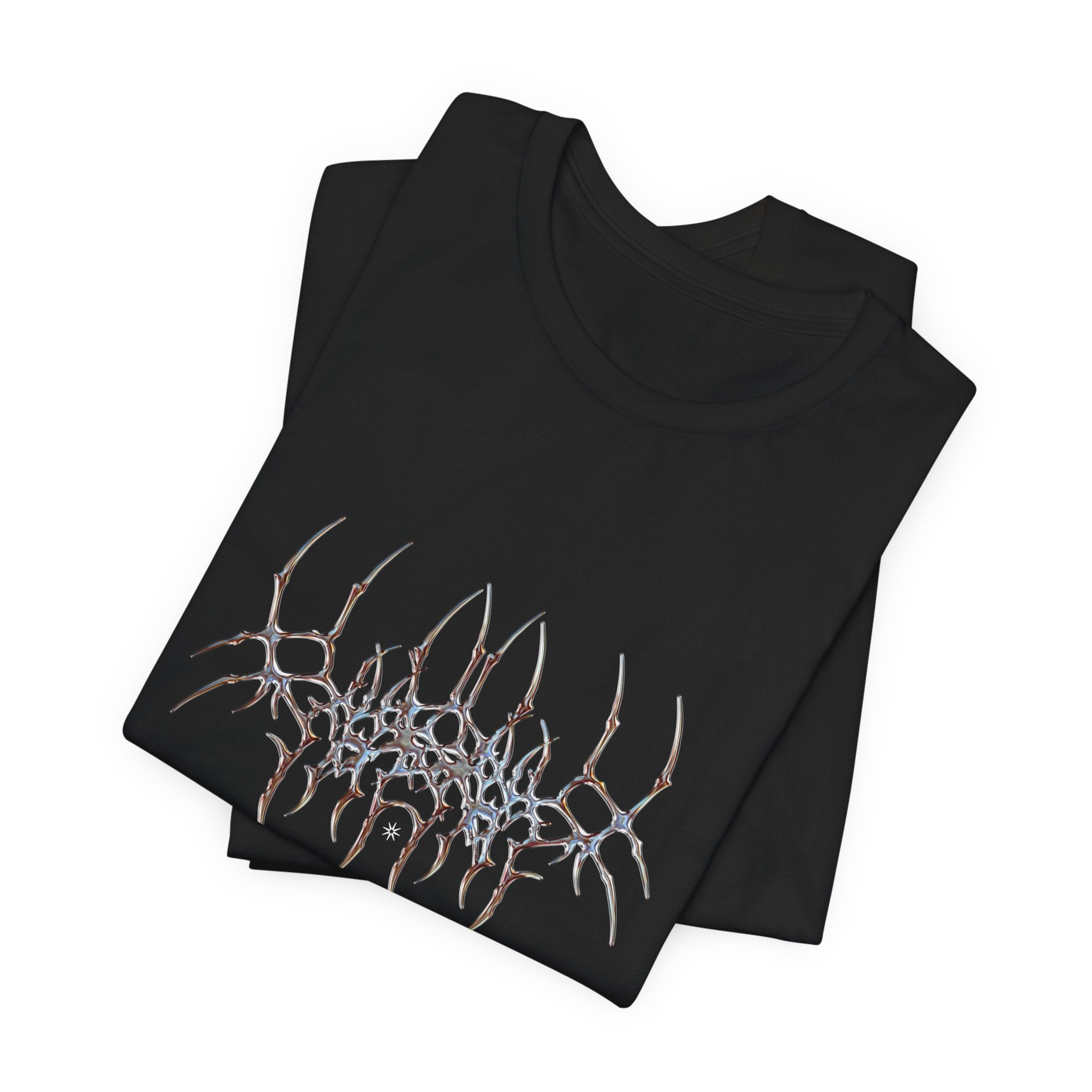 Gothic Spider Web Graphic Tee — Trippy Dark Metal Design