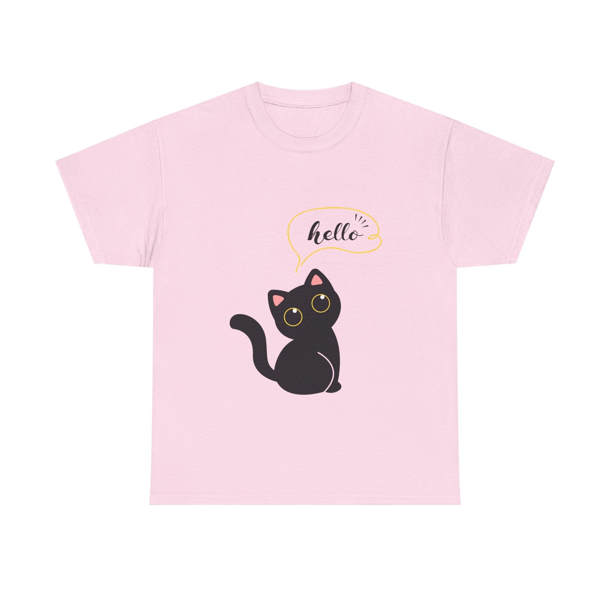 Cute Cat Hello Tee, Unisex Cotton Shirt, Cat Lover Gift, Funny Cat T-Shirt, Pet Lover Merchandise, Cozy Everyday Wear
