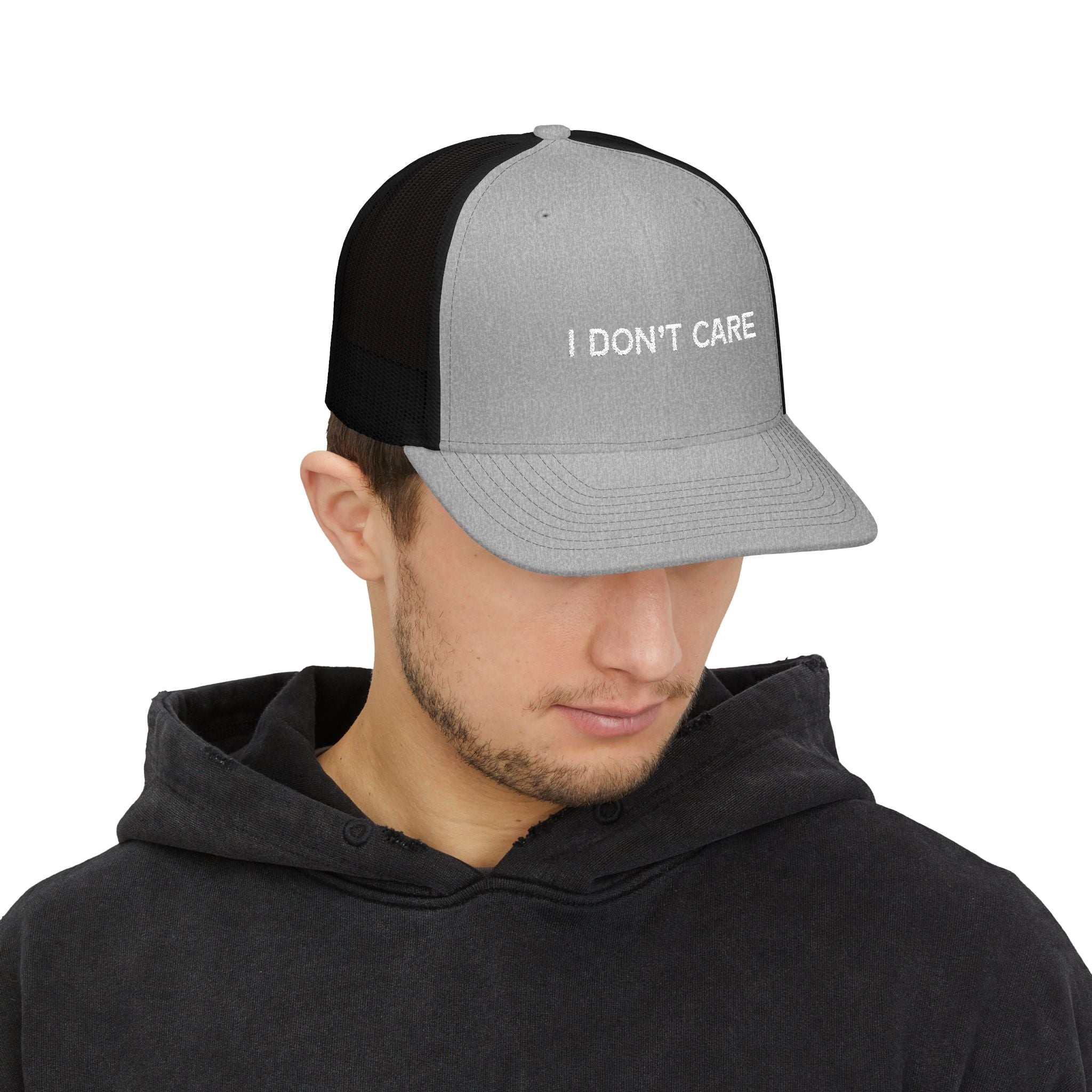 I Don't Care Embroidered Trucker Cap