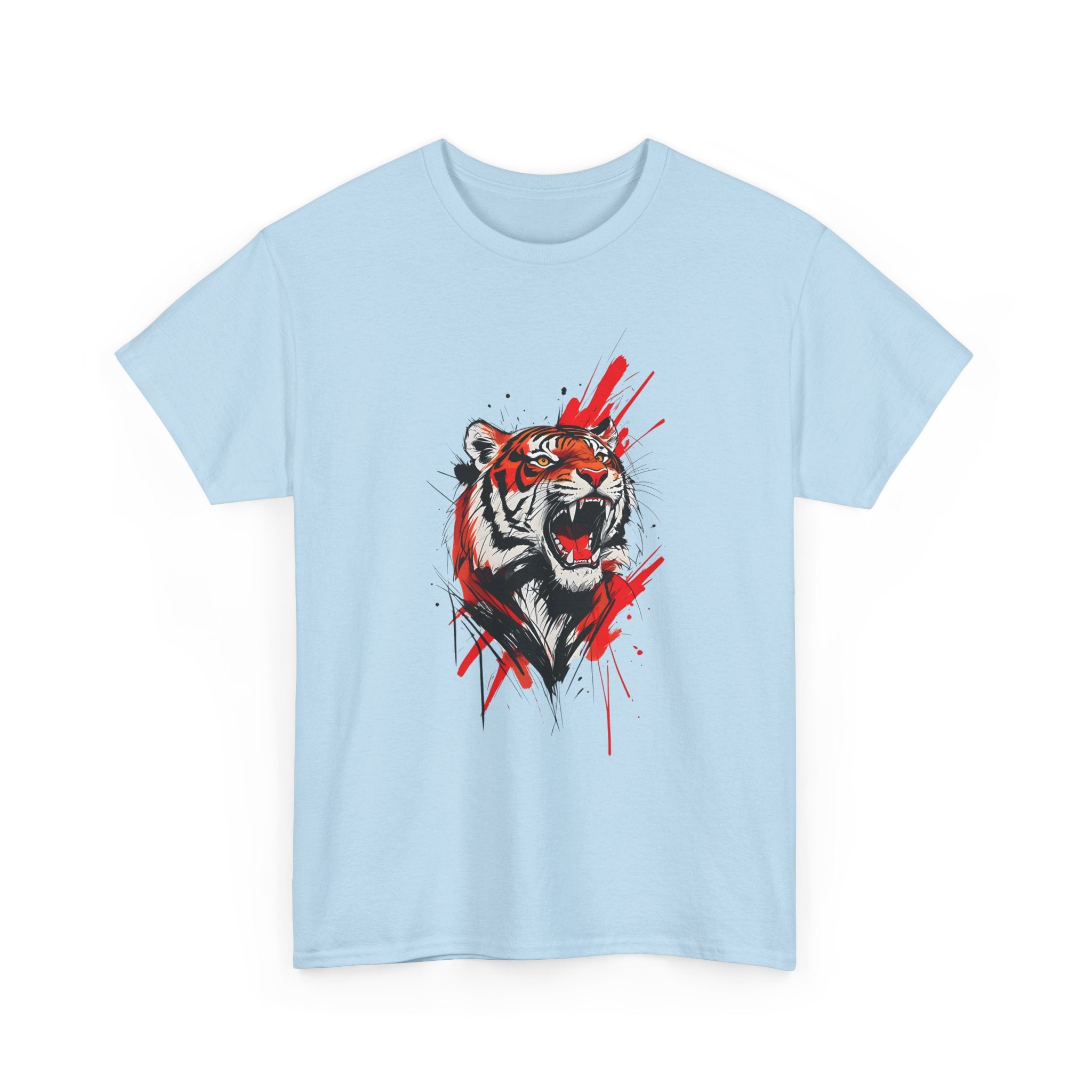 Ferocious Tiger Unisex Heavy Cotton Tee, Animal Lover Shirt, Graphic Tee, Wildlife Shirt, Gift for Her, Gift for Him