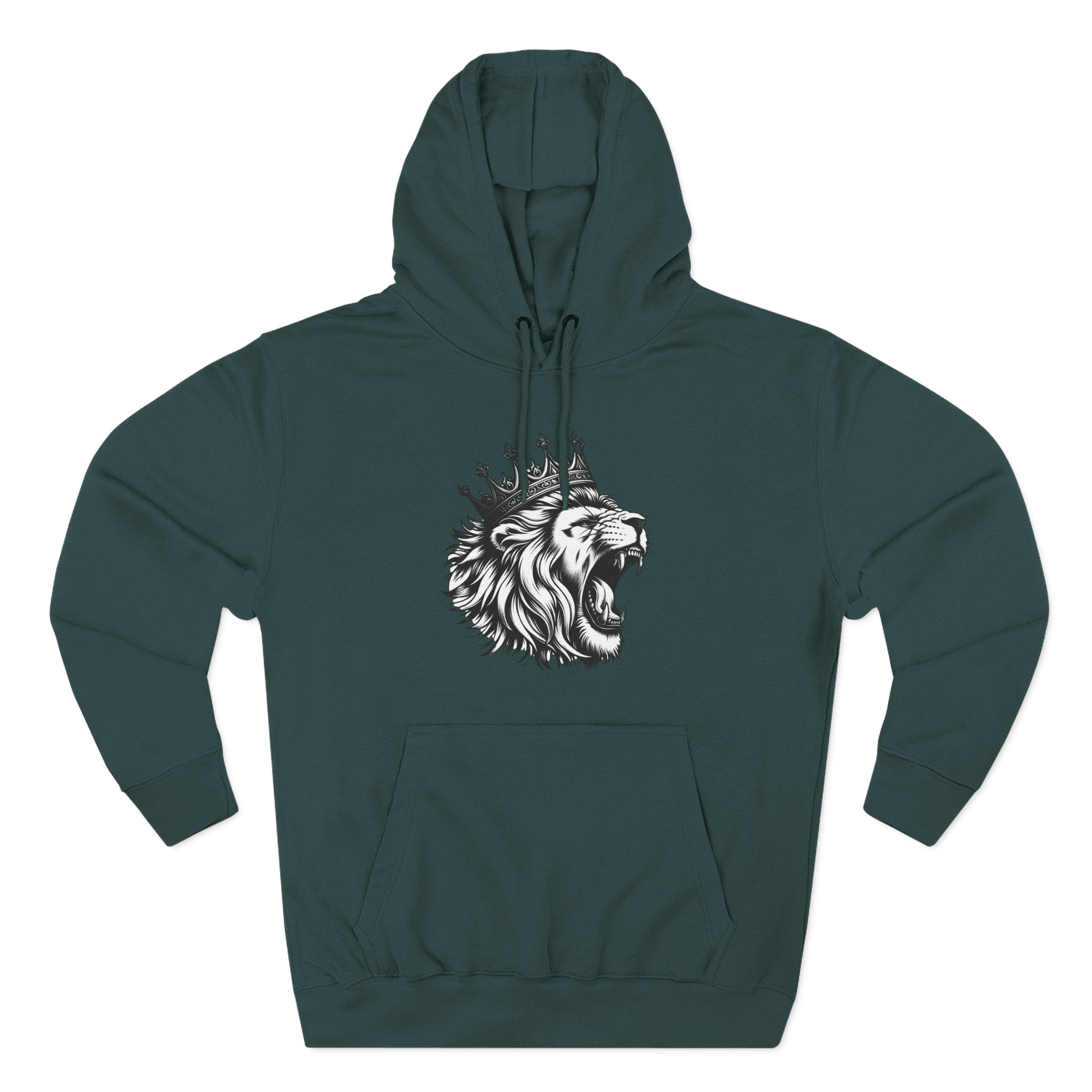 Courageous Lion Fleece Hoodie, Casual Streetwear, Unisex Hoodie, Gift for Lion Lovers, Cozy Warm Hoodie