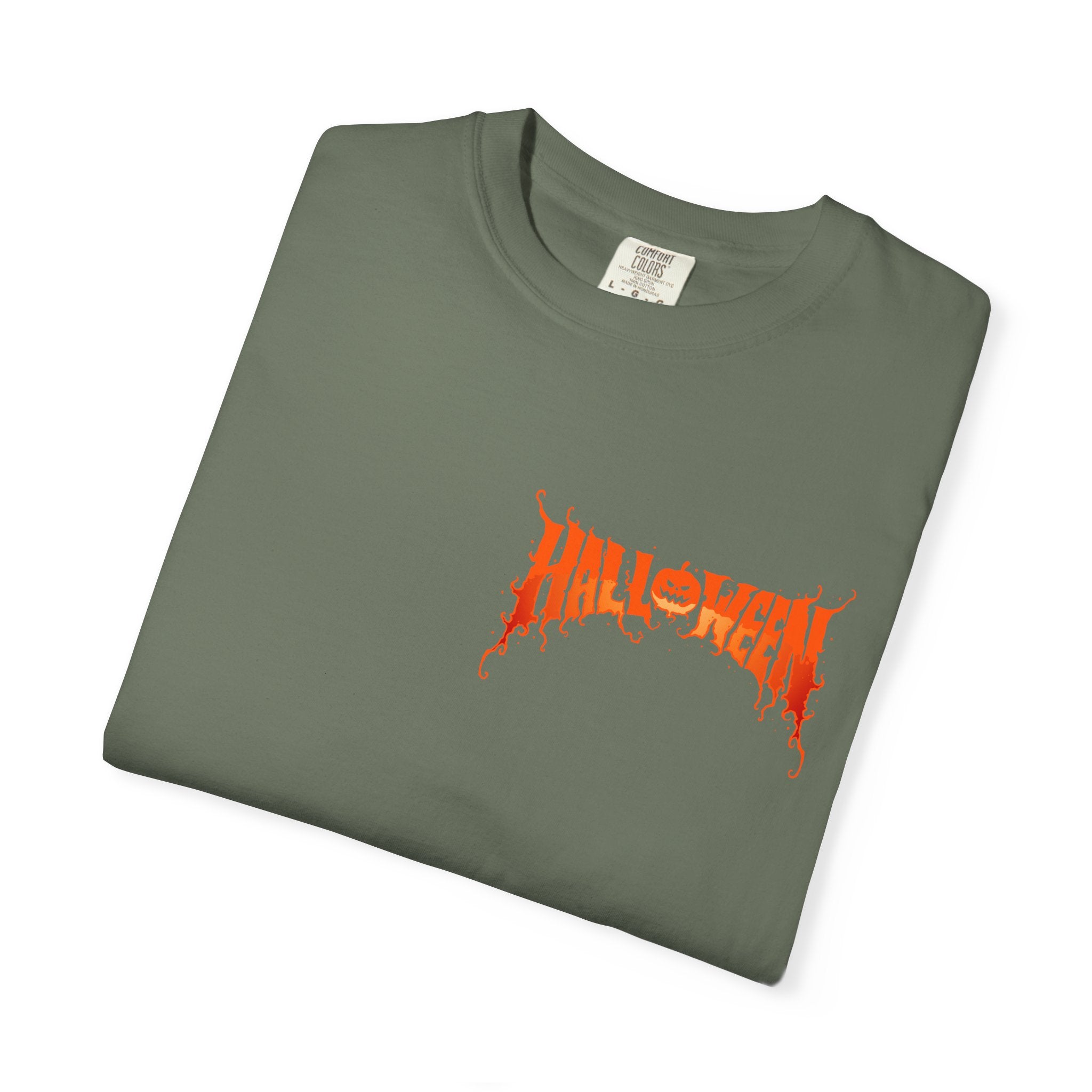 Halloween Unisex Garment-Dyed T-Shirt, Pumpkin Tee, Spooky Apparel, Fall Festival Shirt, Trick-or-Treat Top, Halloween Costume