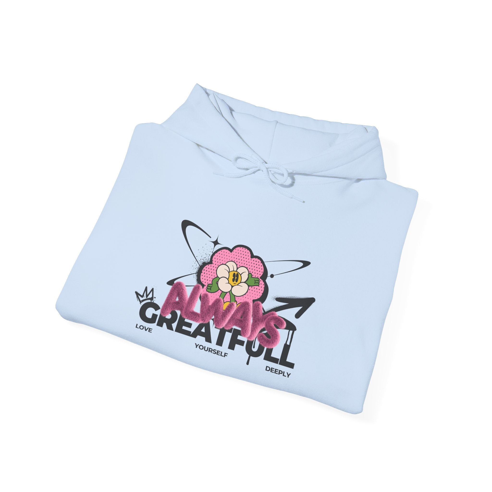 Always Grateful Floral Hoodie – Cozy Unisex Sweatshirt for Daily Comfort, Gift for Friends, Thoughtful Present, Casual Wear