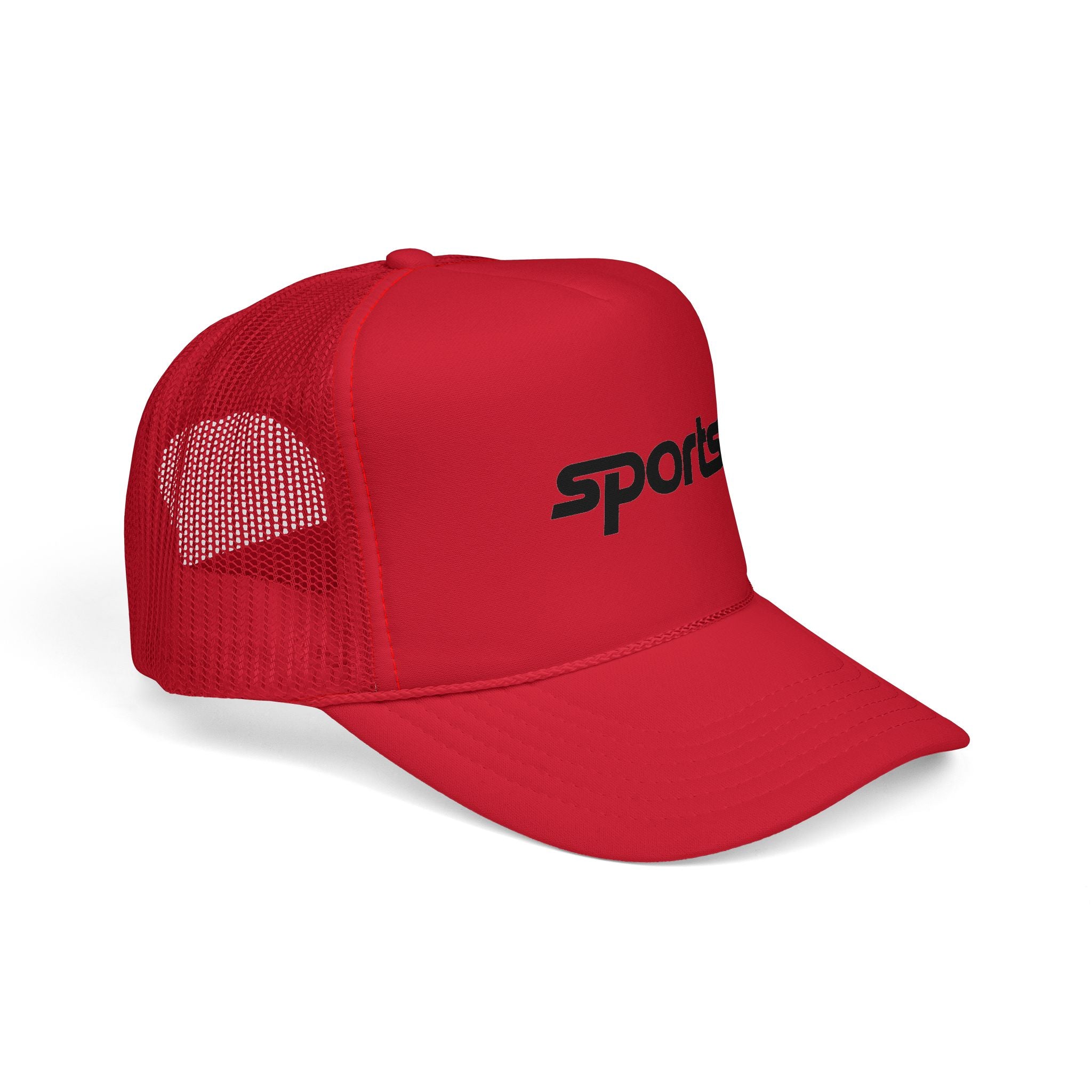 Red 'sports' Trucker Cap — Retro Athletic Mesh Hat
