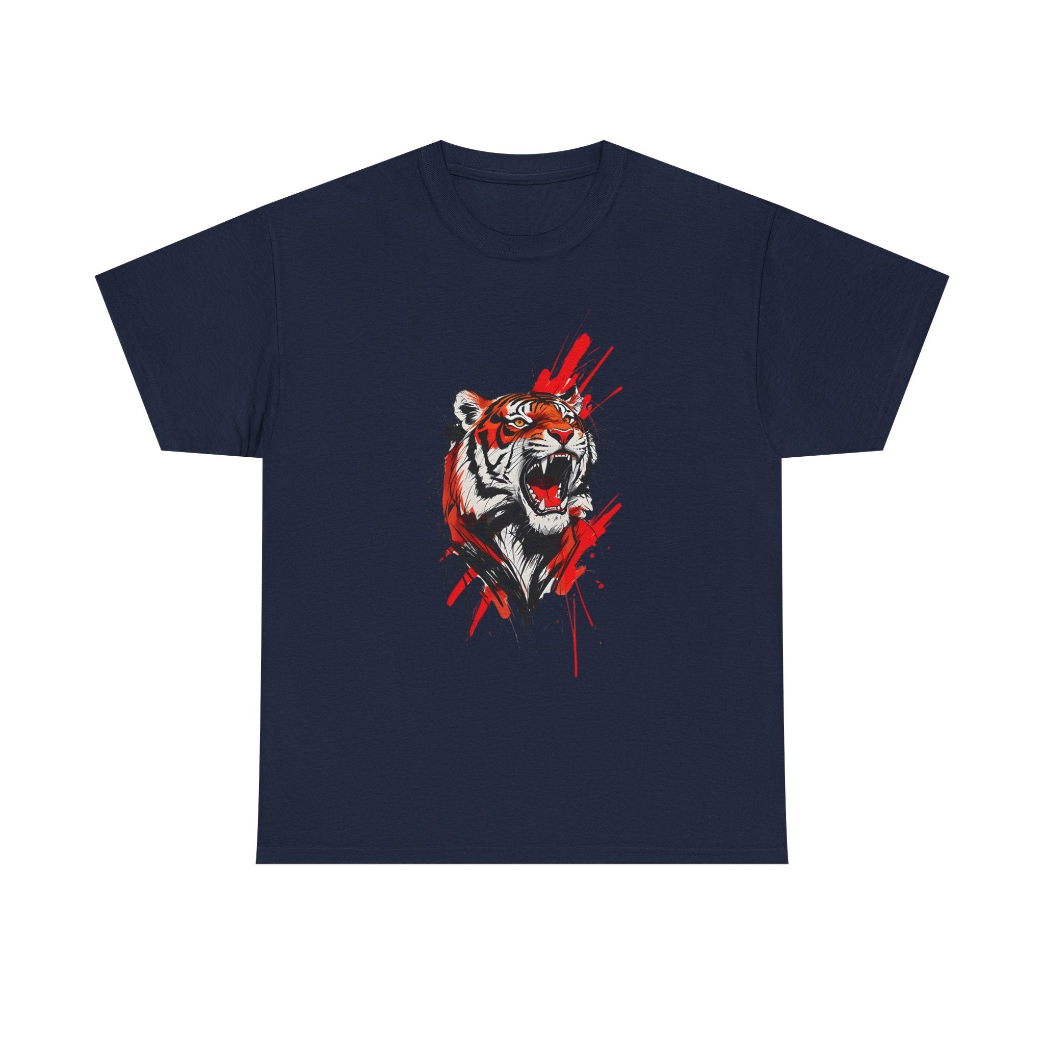 Ferocious Tiger Unisex Heavy Cotton Tee, Animal Lover Shirt, Graphic Tee, Wildlife Shirt, Gift for Her, Gift for Him