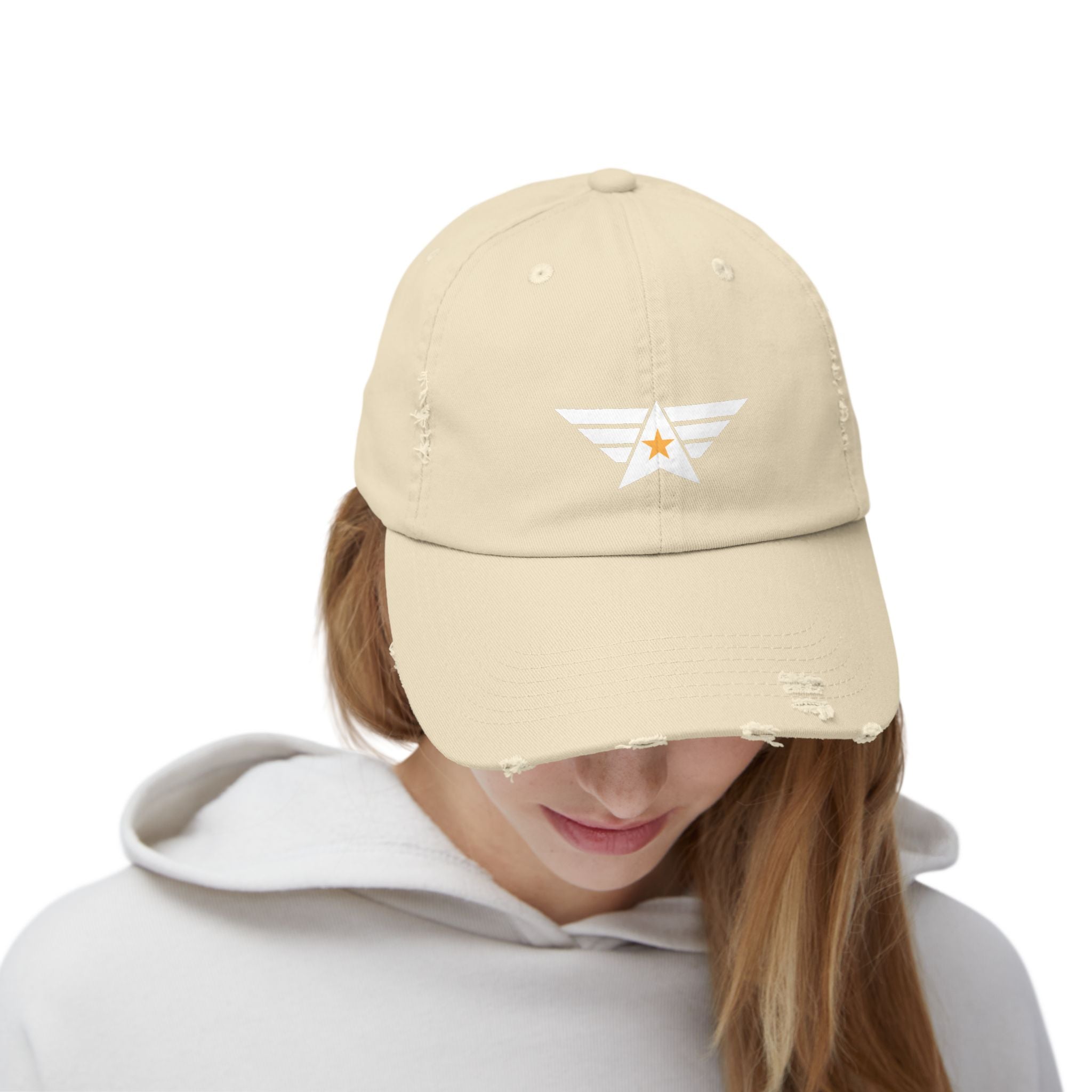 Distressed Unisex Cap with Star Emblem
