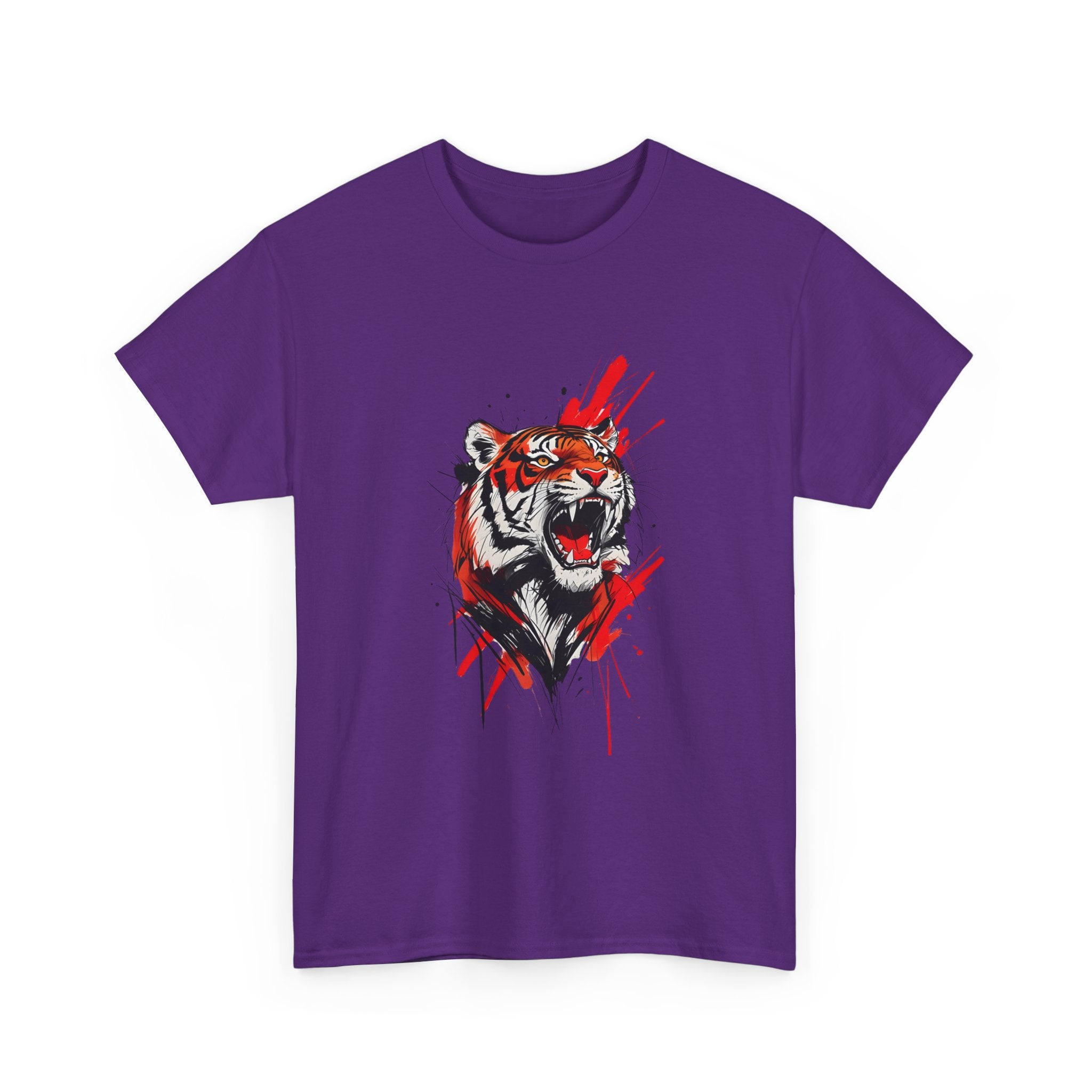 Ferocious Tiger Unisex Heavy Cotton Tee, Animal Lover Shirt, Graphic Tee, Wildlife Shirt, Gift for Her, Gift for Him