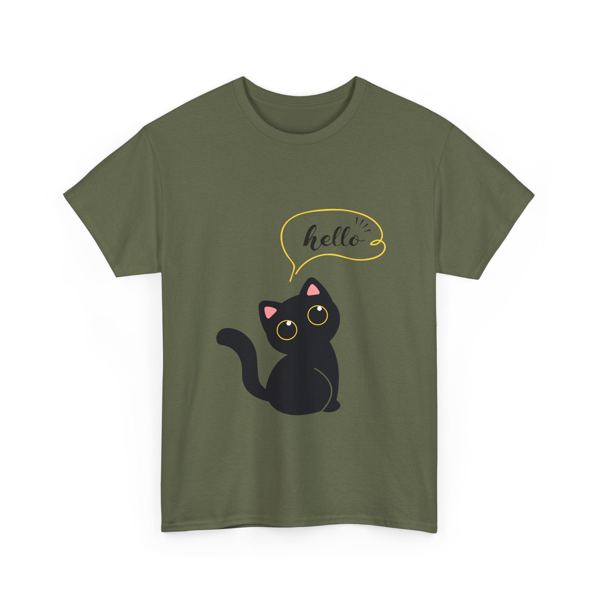 Cute Cat Hello Tee, Unisex Cotton Shirt, Cat Lover Gift, Funny Cat T-Shirt, Pet Lover Merchandise, Cozy Everyday Wear