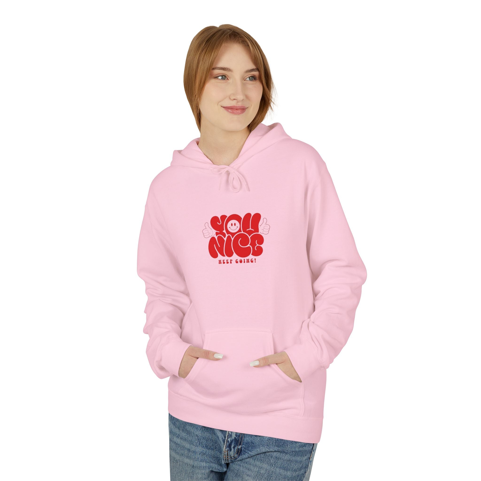 Nice Vibes Hoodie — Retro Red "Stay Nice" Graphic Sweatshirt