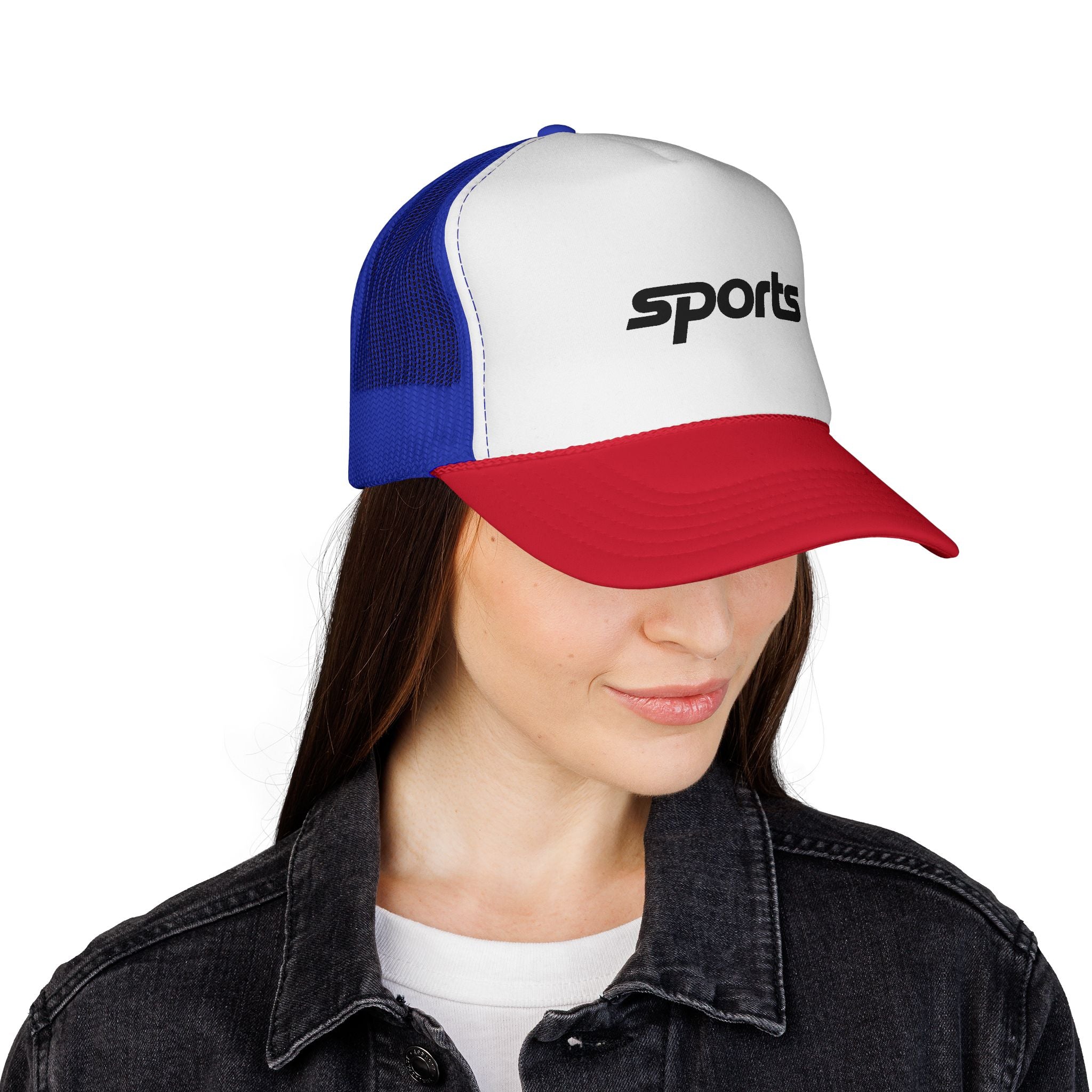 Red 'sports' Trucker Cap — Retro Athletic Mesh Hat