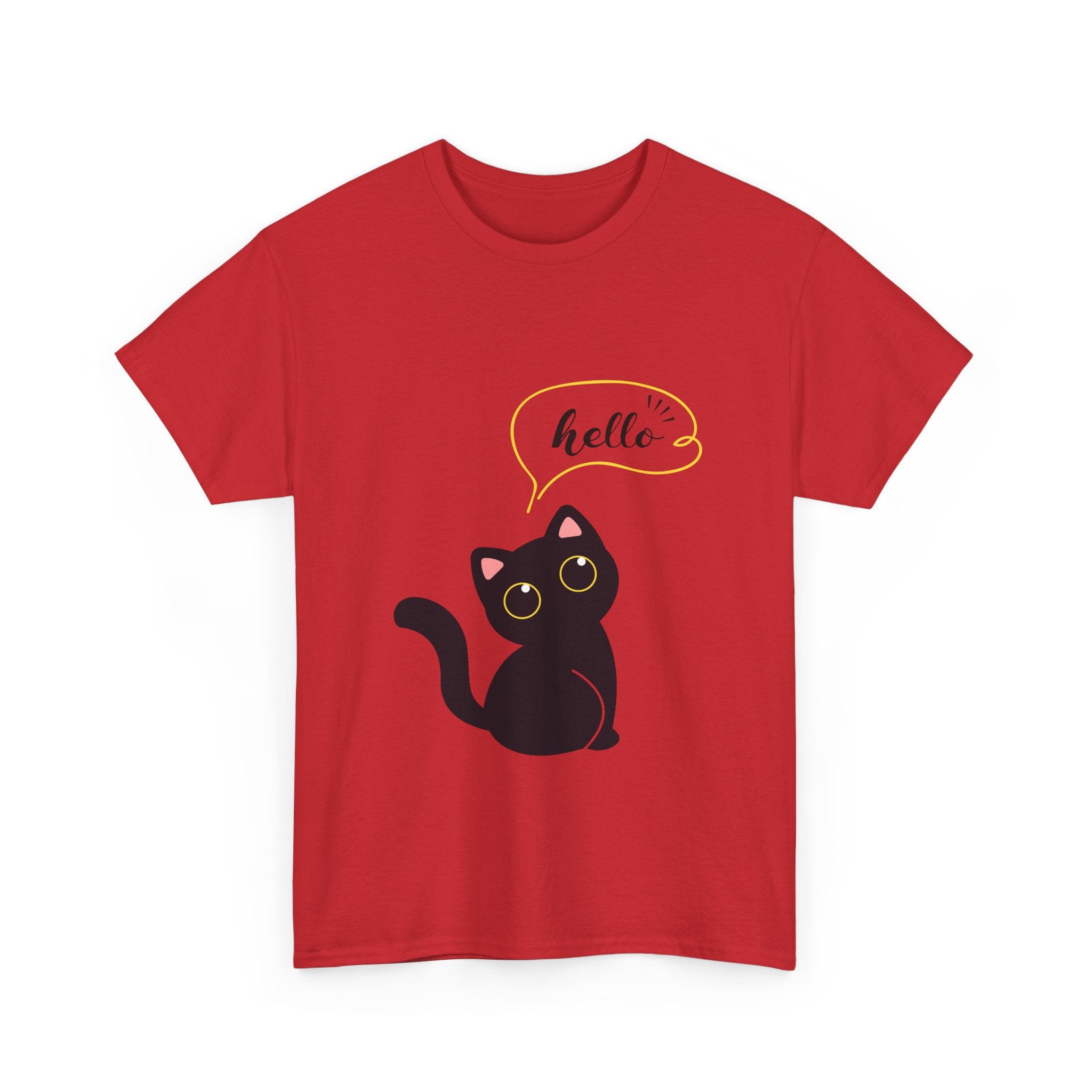 Cute Cat Hello Tee, Unisex Cotton Shirt, Cat Lover Gift, Funny Cat T-Shirt, Pet Lover Merchandise, Cozy Everyday Wear