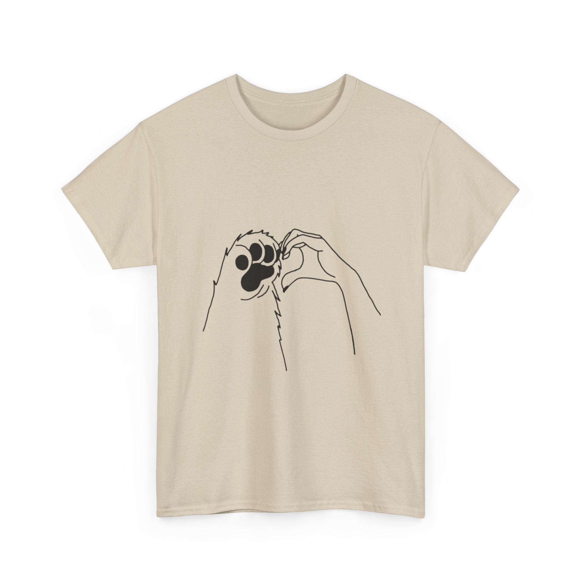 Cat Paw Print T‑Shirt — Minimal Line Art Pet Lover Tee