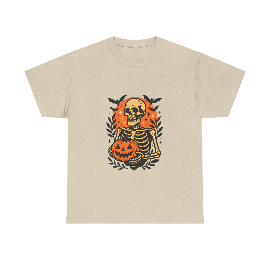Spooky Skeleton Halloween Tee, Unisex Heavy Cotton T-Shirt, Halloween Costume, Fall Fashion, Festival Wear, Pumpkin Design