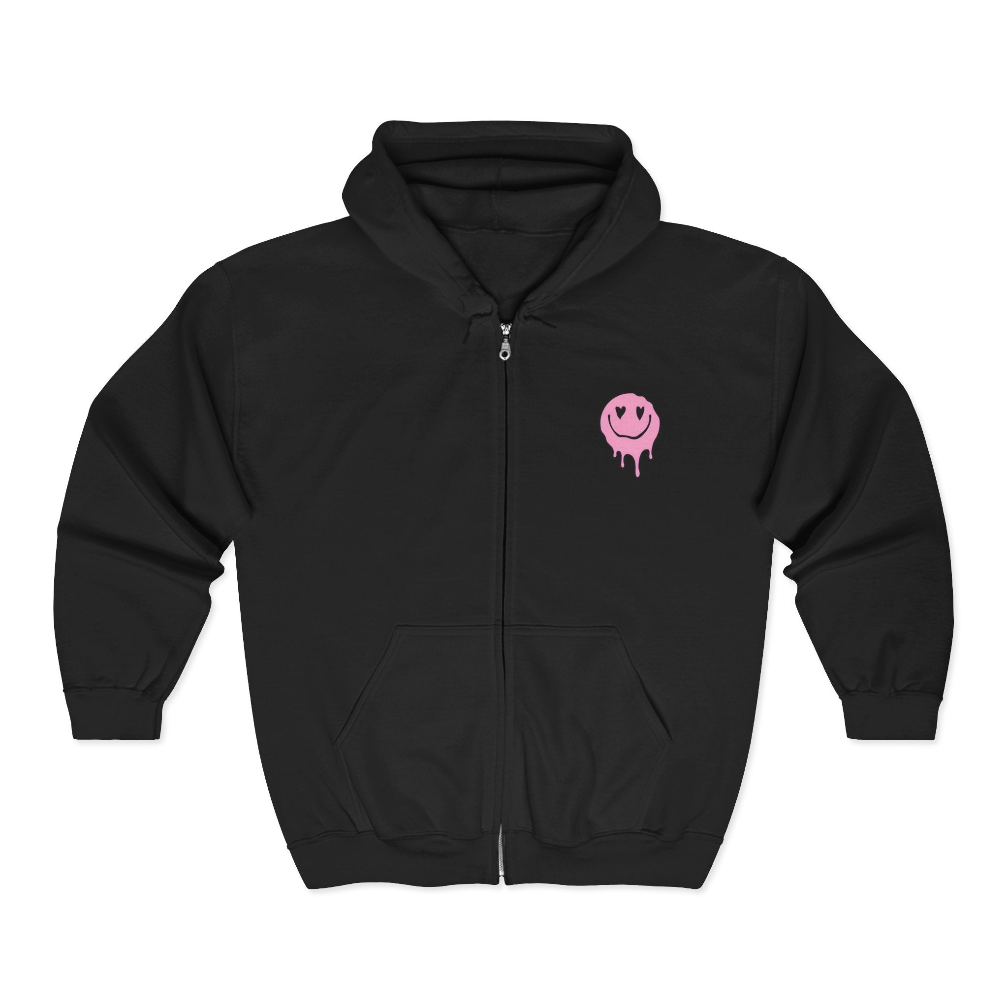 Smiley Face Zip Hoodie | Comfortable Lounge Wear, Gift for Friends, Casual Fashion, Stylish Streetwear, Perfect for Any Season