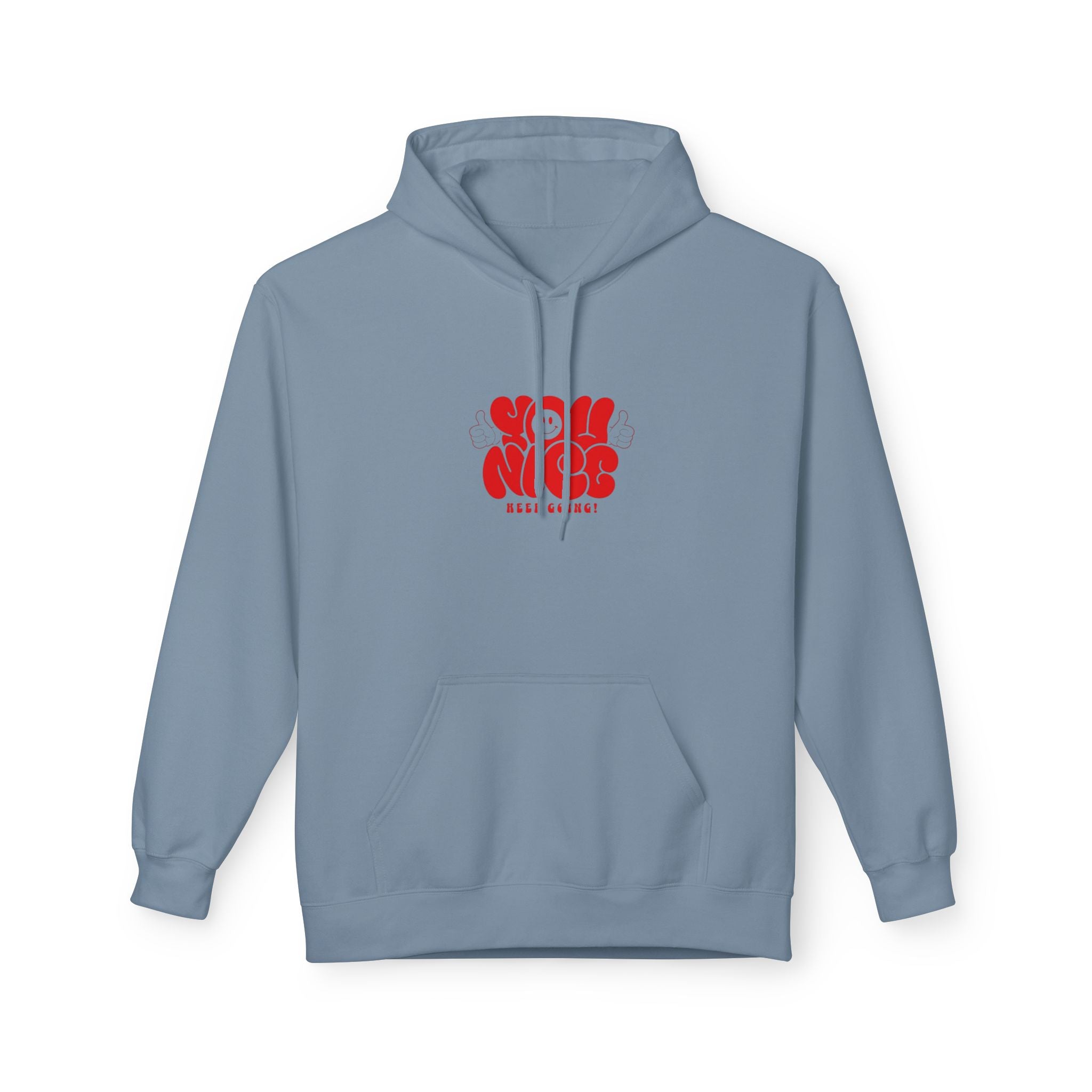 Nice Vibes Hoodie — Retro Red "Stay Nice" Graphic Sweatshirt