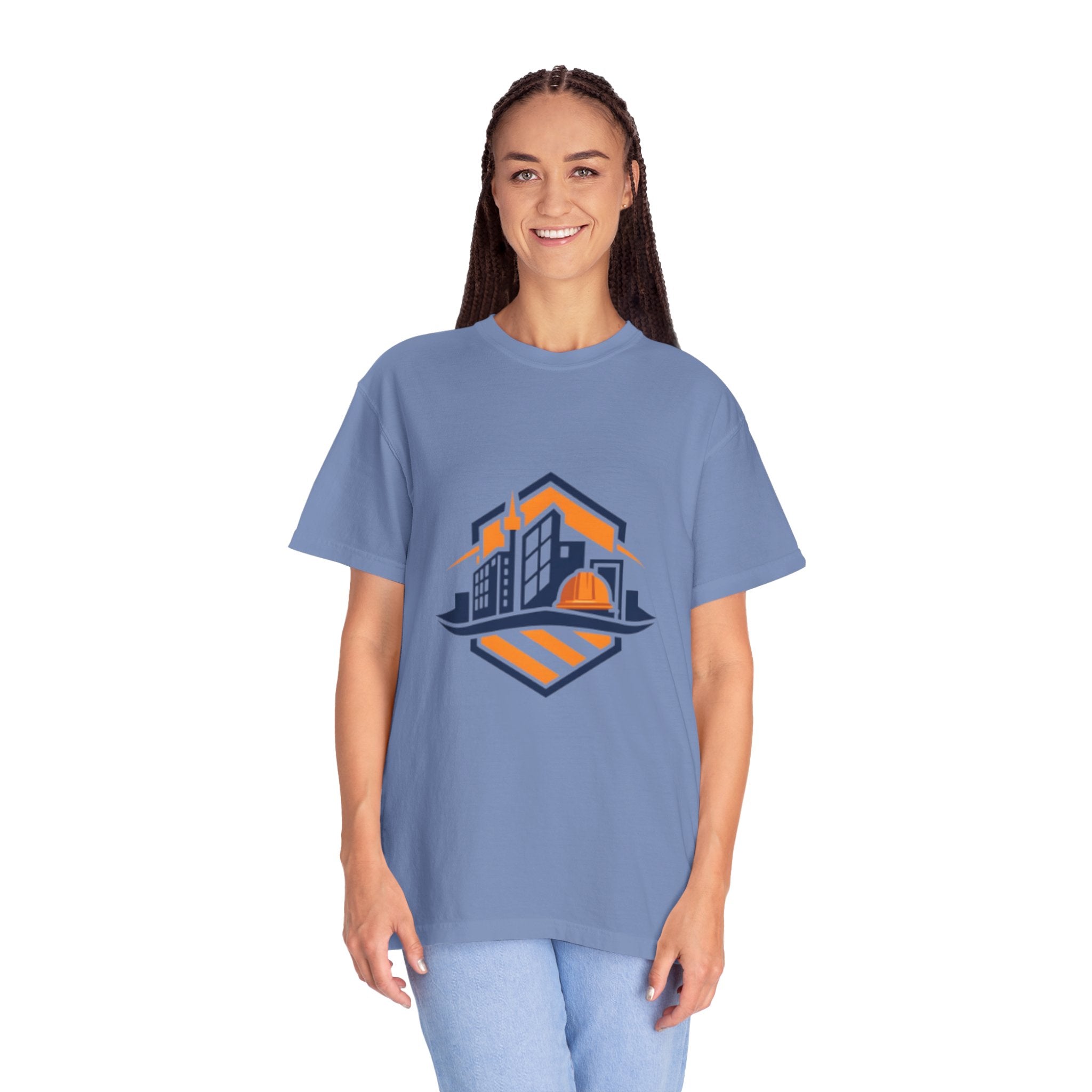 Real Estate Logo T-Shirt — Modern Cityscape Home Builder Graphic Tee