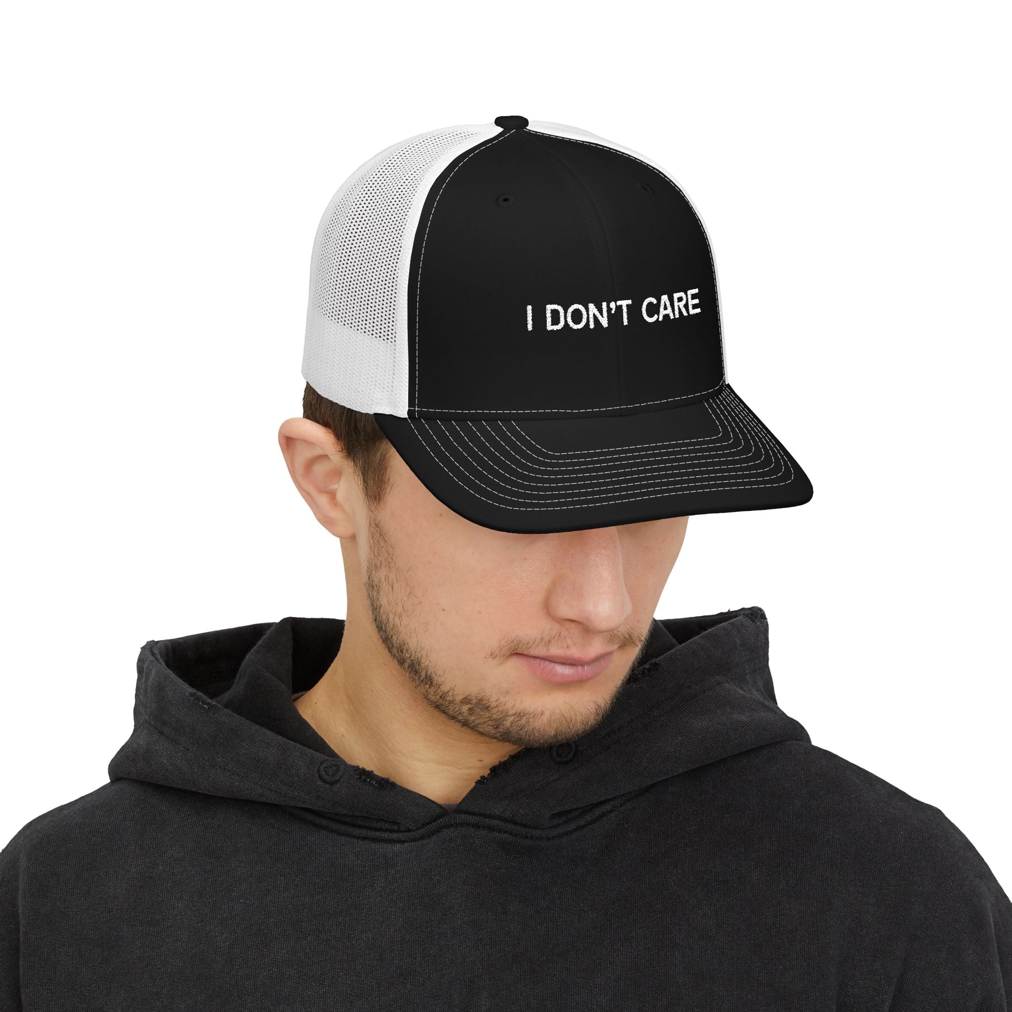 I Don't Care Embroidered Trucker Cap