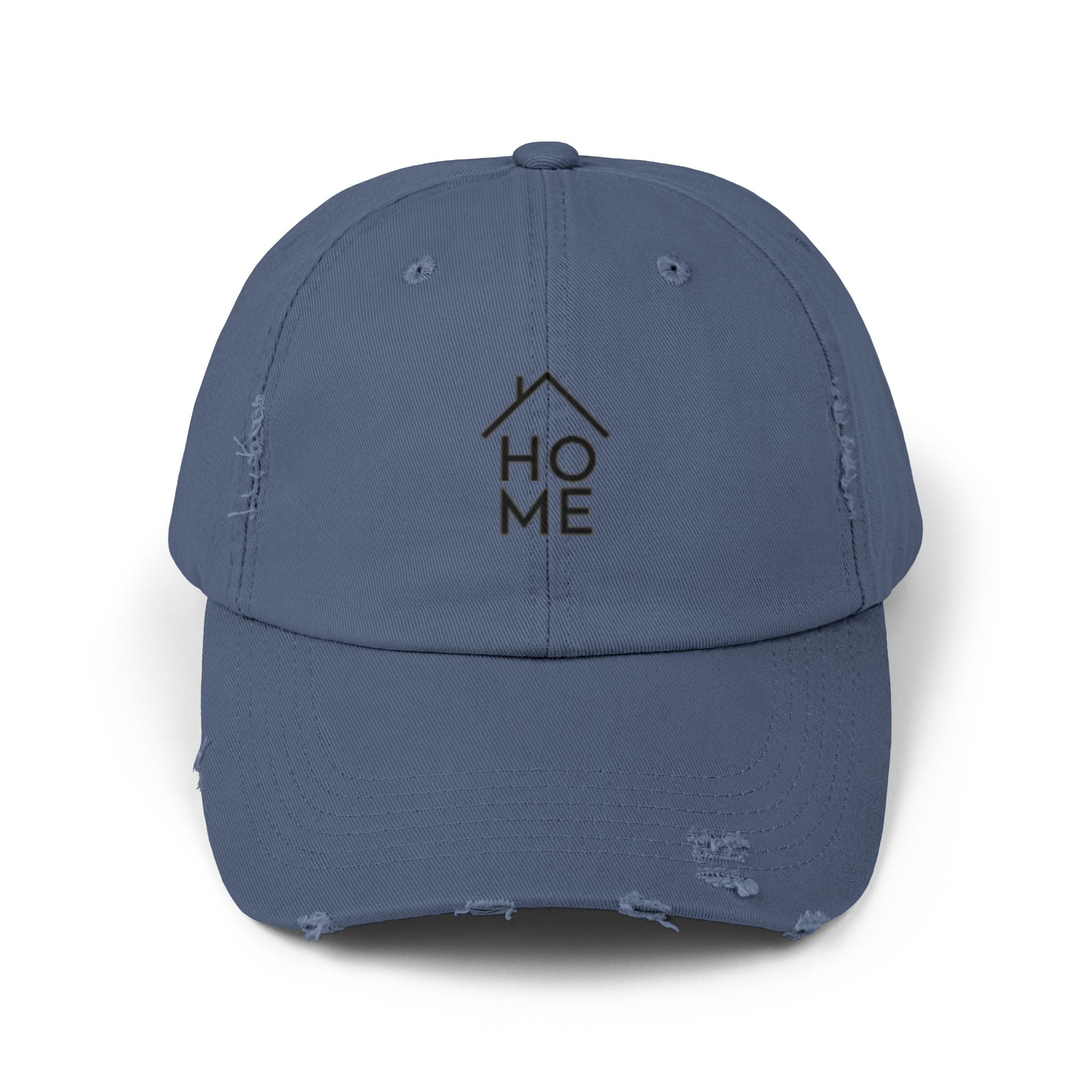 Distressed 'HOME' Baseball Cap – Minimal House Logo Dad Hat