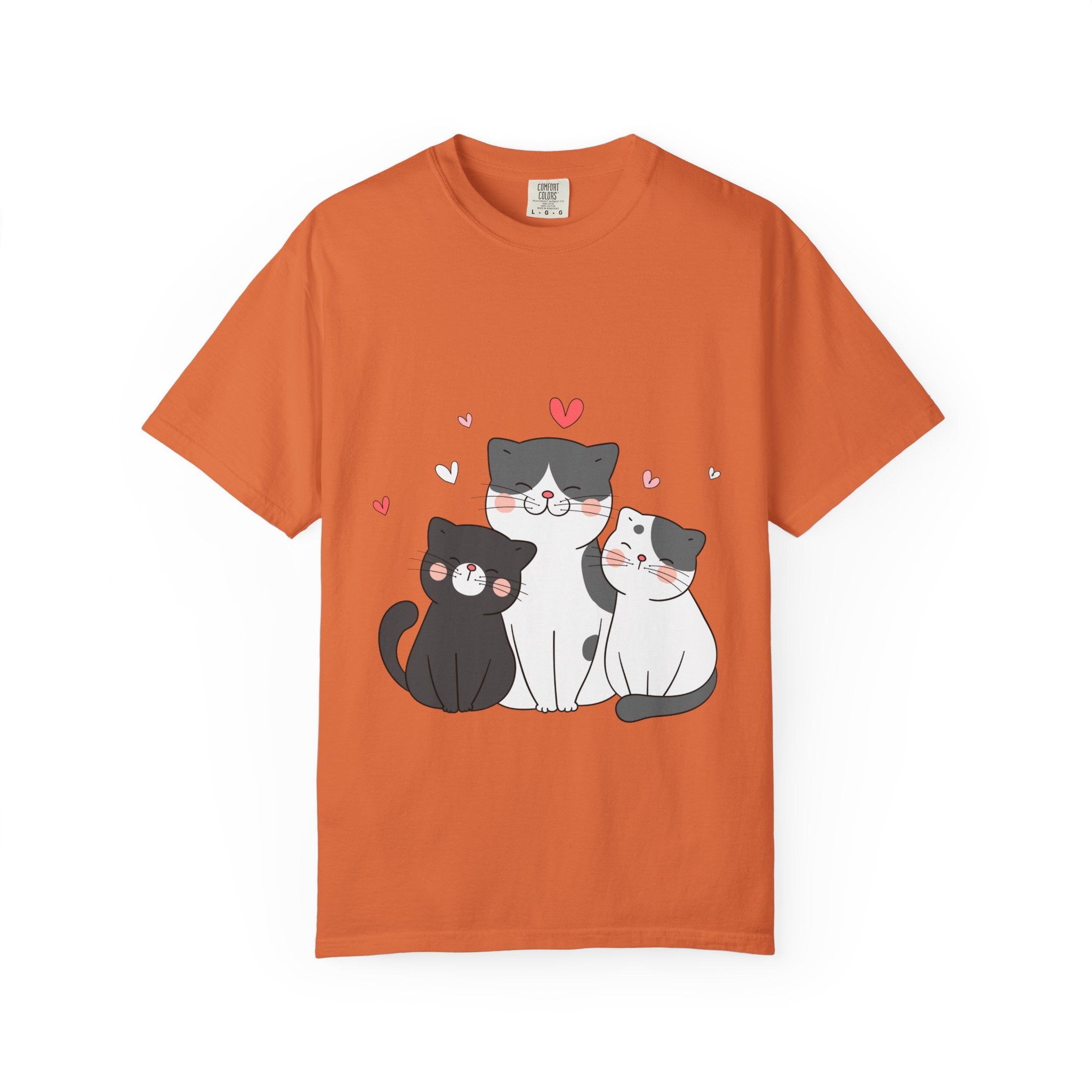 Cat Trio T-Shirt — Cute Kawaii Cats with Hearts Tee