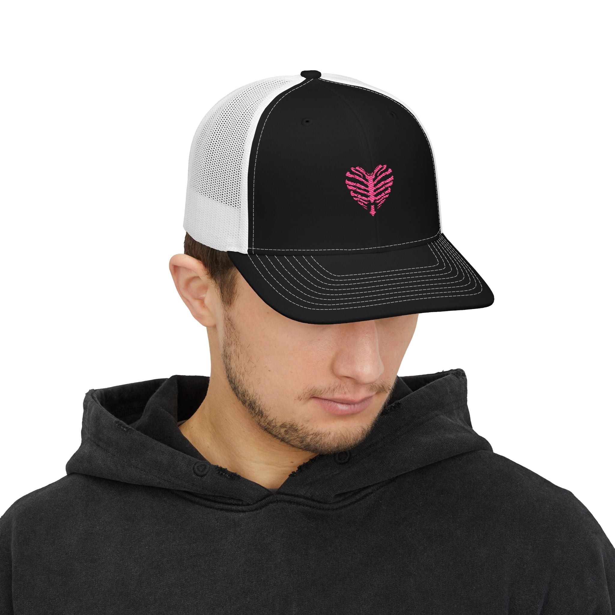 Heart Embroidered Snapback Trucker Cap - Casual Style, Unisex Gift, Outdoor Adventures, Everyday Wear, Love & Friendship