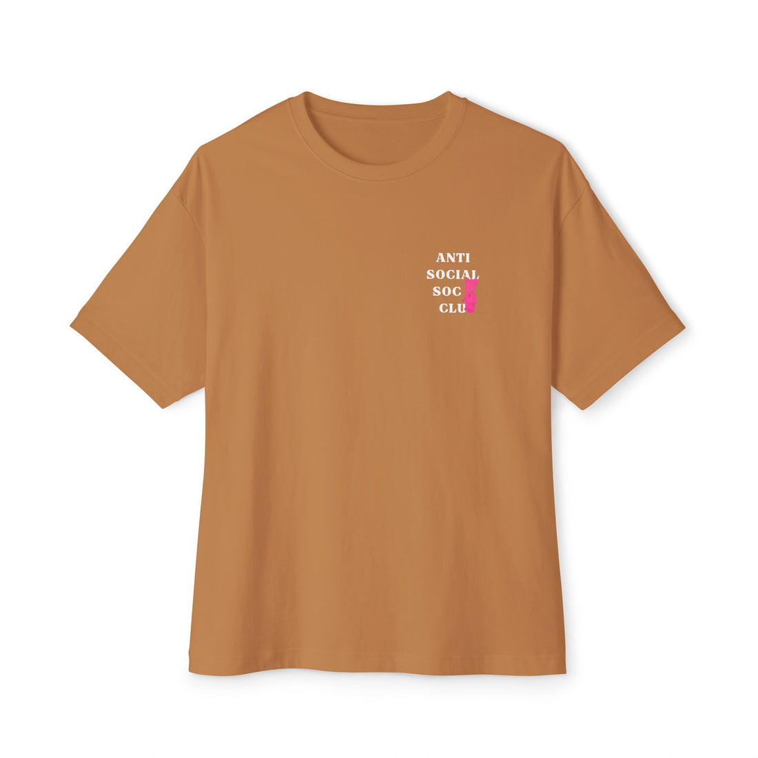 Anti Social Soc Club Tee — Oversized Boxy Graphic T‑Shirt (Pink Bear)