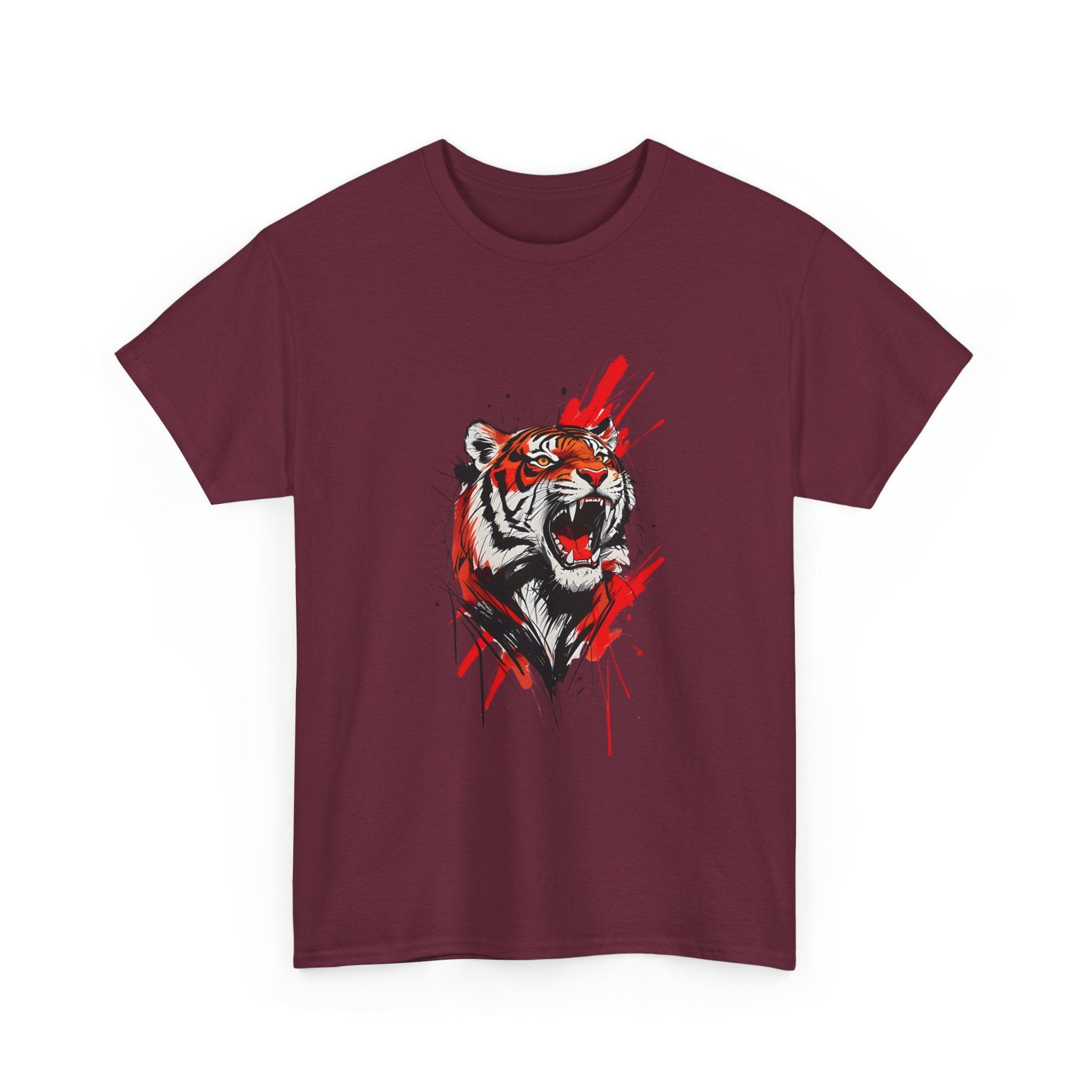 Ferocious Tiger Unisex Heavy Cotton Tee, Animal Lover Shirt, Graphic Tee, Wildlife Shirt, Gift for Her, Gift for Him