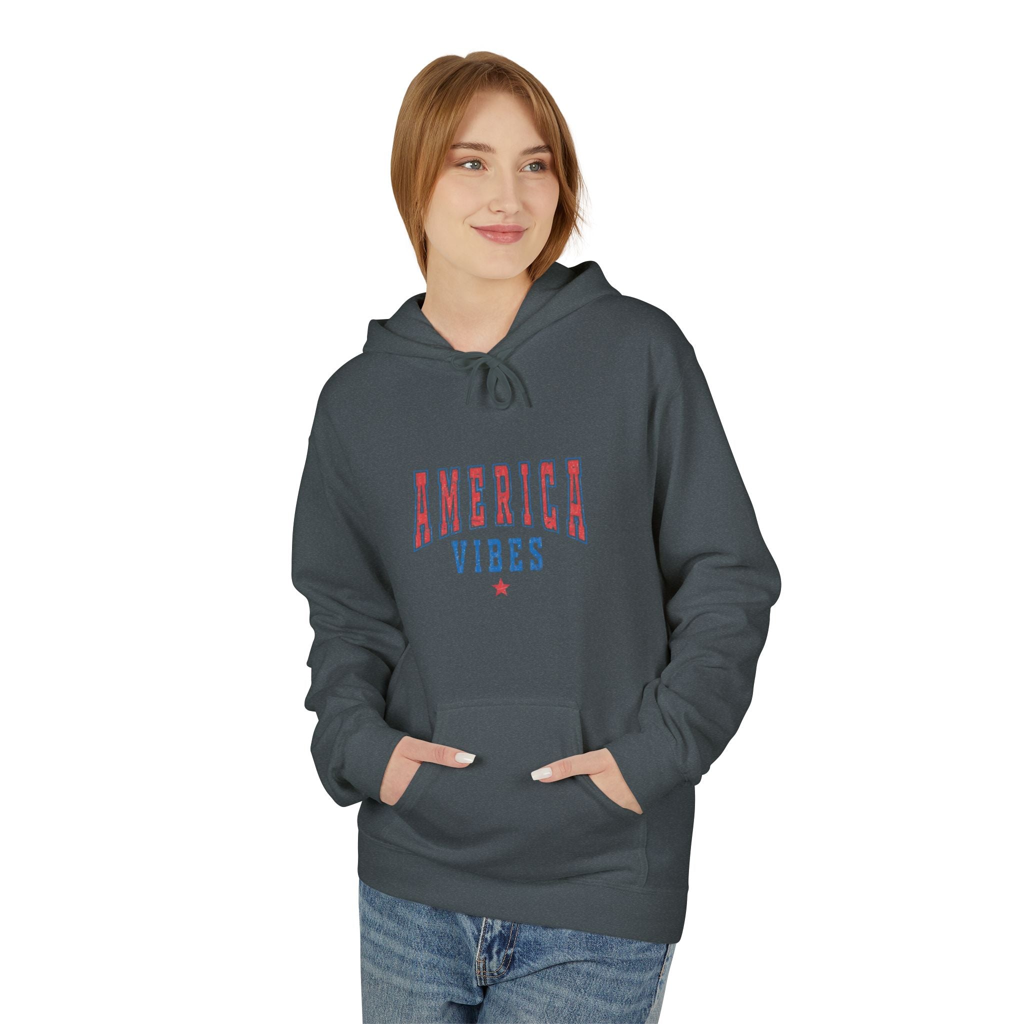 America Vibes Hoodie — Patriotic Red White & Blue Pullover