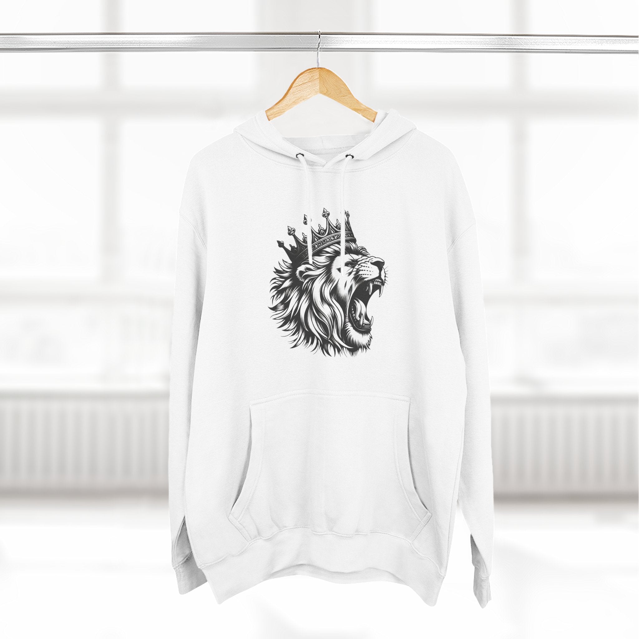 Courageous Lion Fleece Hoodie, Casual Streetwear, Unisex Hoodie, Gift for Lion Lovers, Cozy Warm Hoodie
