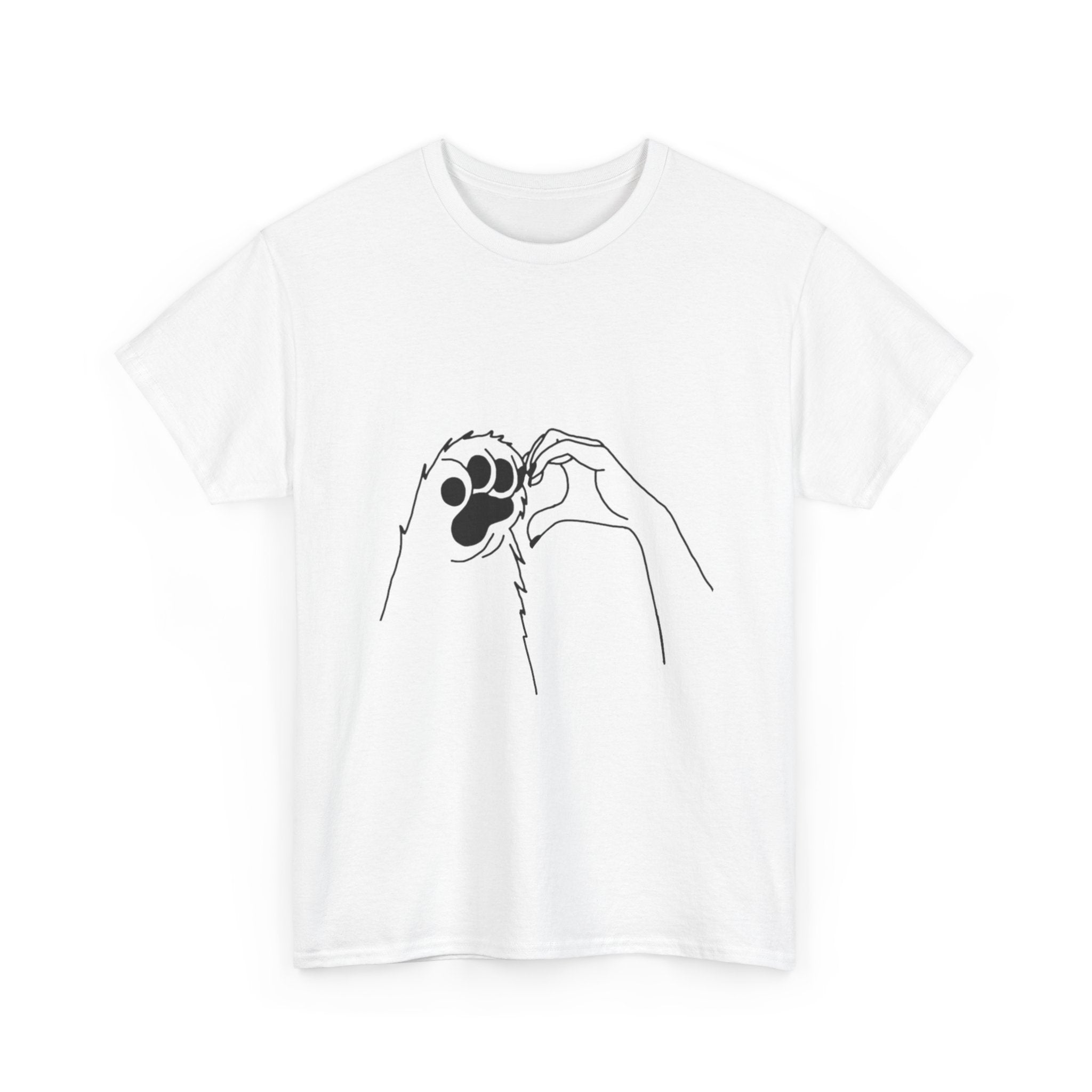 Cat Paw Print T‑Shirt — Minimal Line Art Pet Lover Tee