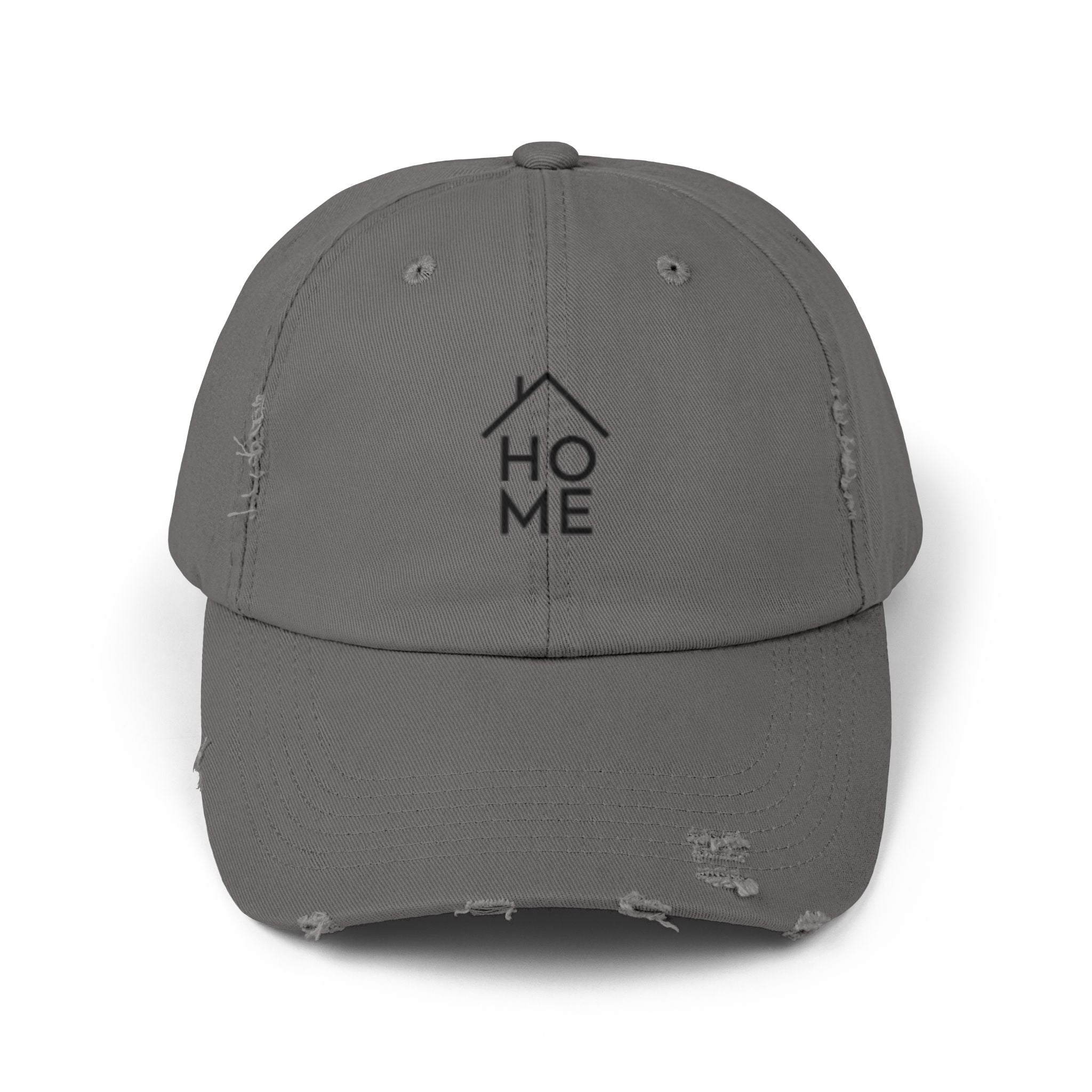 Distressed 'HOME' Baseball Cap – Minimal House Logo Dad Hat