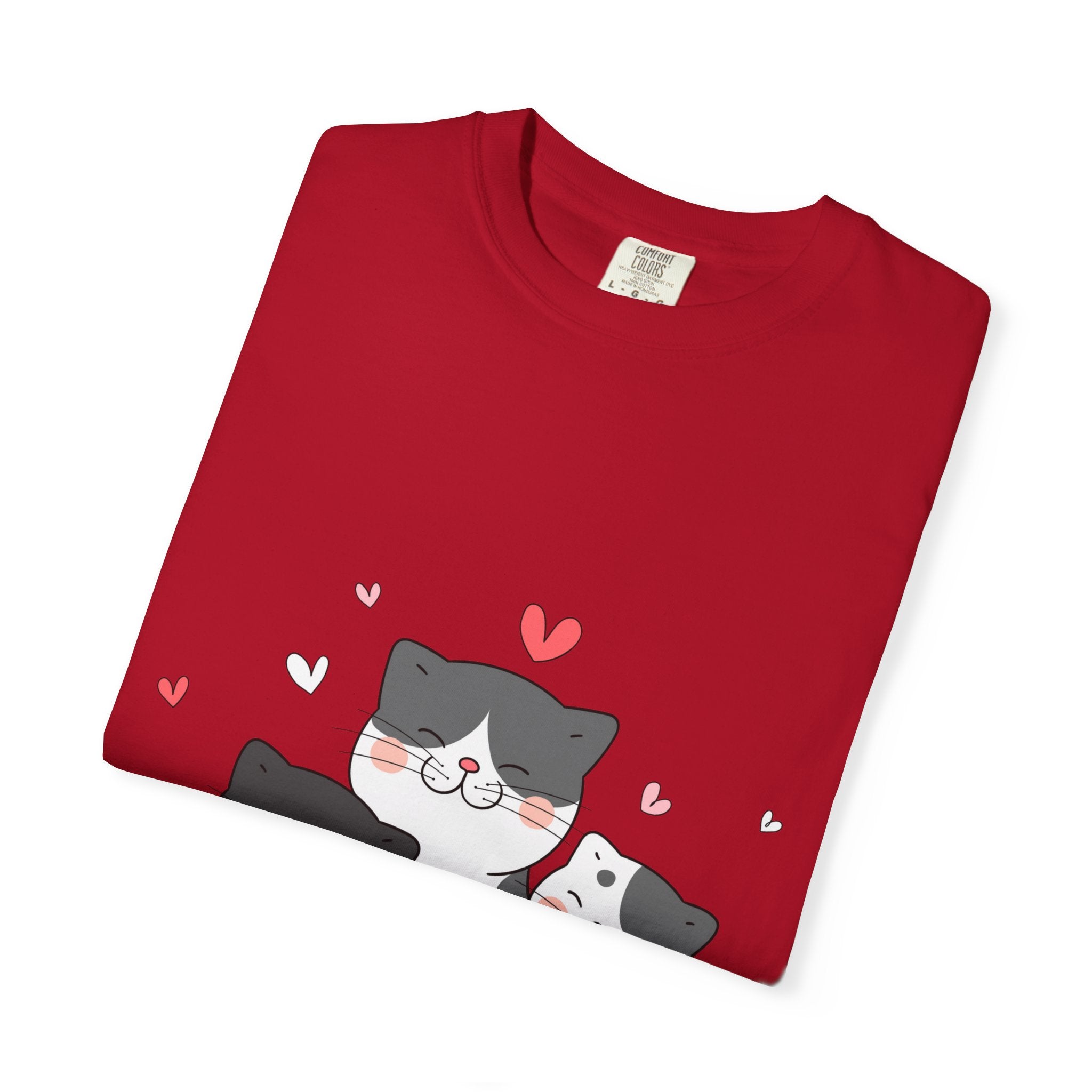 Cat Trio T-Shirt — Cute Kawaii Cats with Hearts Tee
