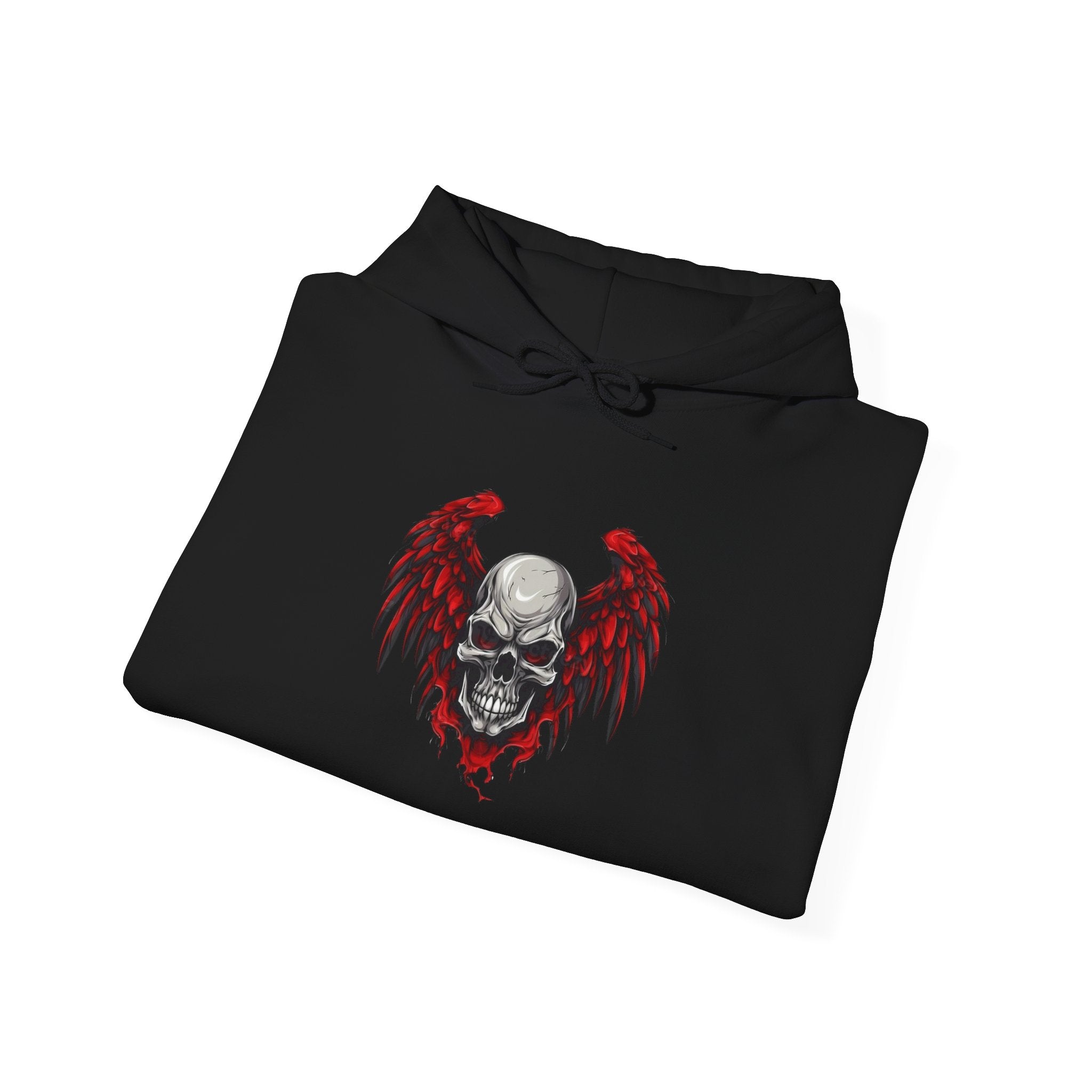 Gothic Skull Wings Hooded Sweatshirt - Perfect for Halloween, Casual Wear, Alternative Style, Gifts for Him/Her, Streetwear