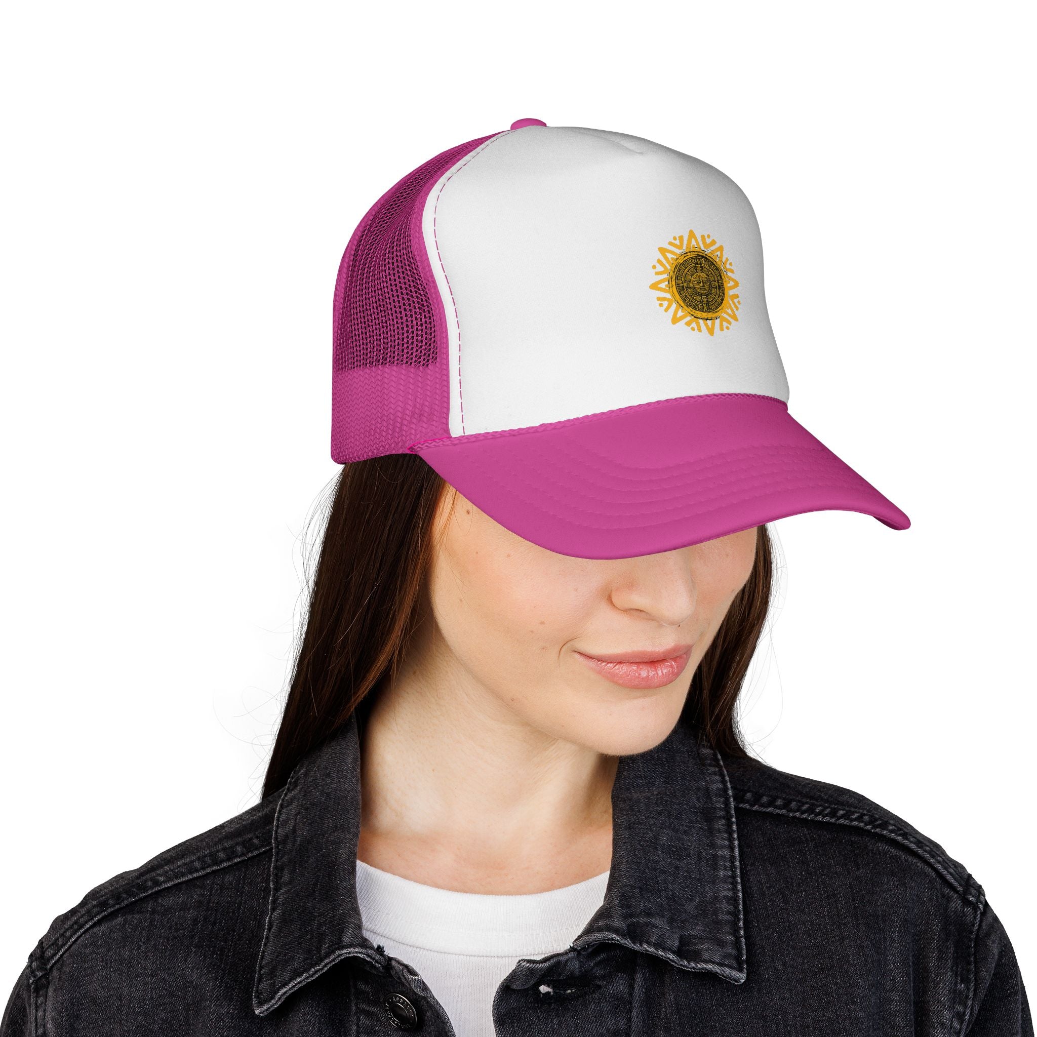 Sunflower Mandala Trucker Cap — Floral Mesh Back Hat for Outdoor & Casual Wear