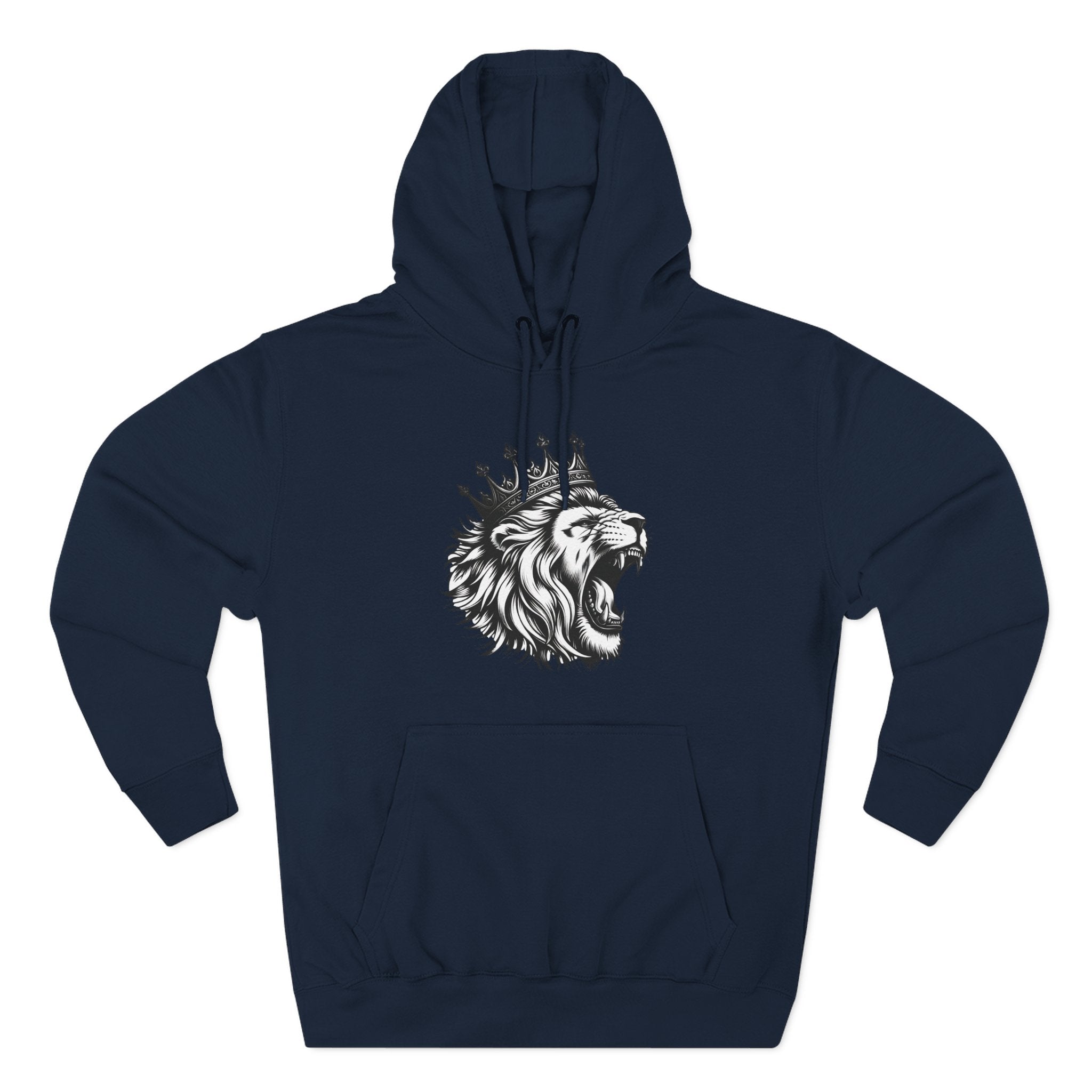 Courageous Lion Fleece Hoodie, Casual Streetwear, Unisex Hoodie, Gift for Lion Lovers, Cozy Warm Hoodie
