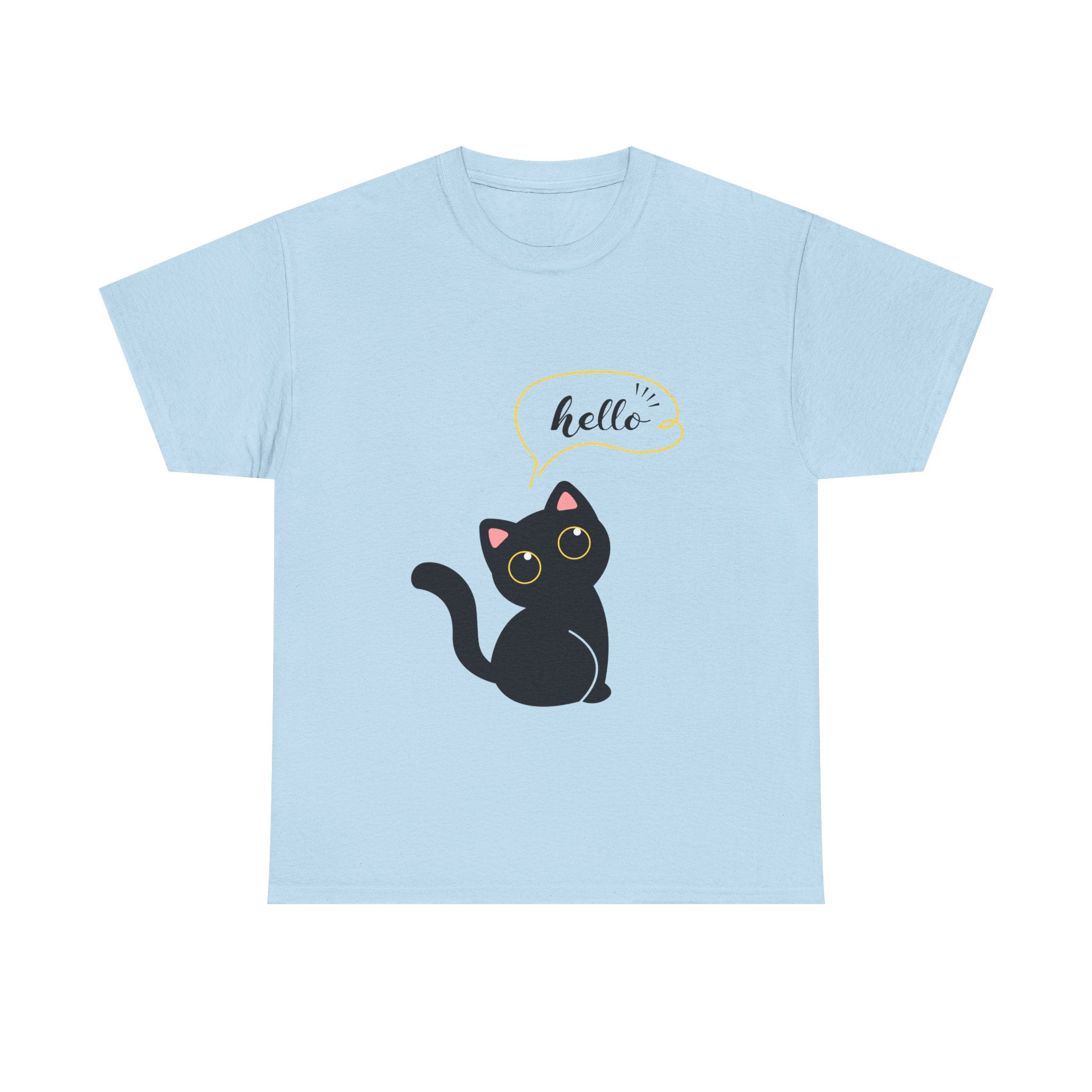 Cute Cat Hello Tee, Unisex Cotton Shirt, Cat Lover Gift, Funny Cat T-Shirt, Pet Lover Merchandise, Cozy Everyday Wear