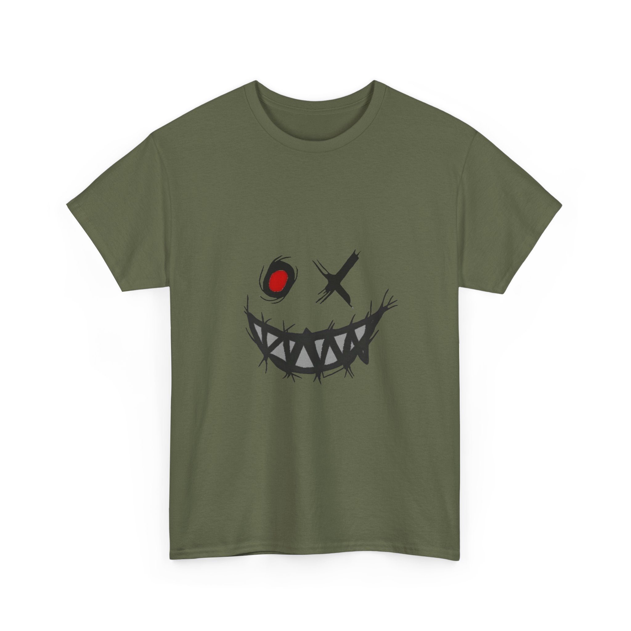 Playful Smile Unisex Heavy Cotton Tee - Perfect for Halloween, Gift for Friends, Casual Wear, Graphic Tee, Unique Style