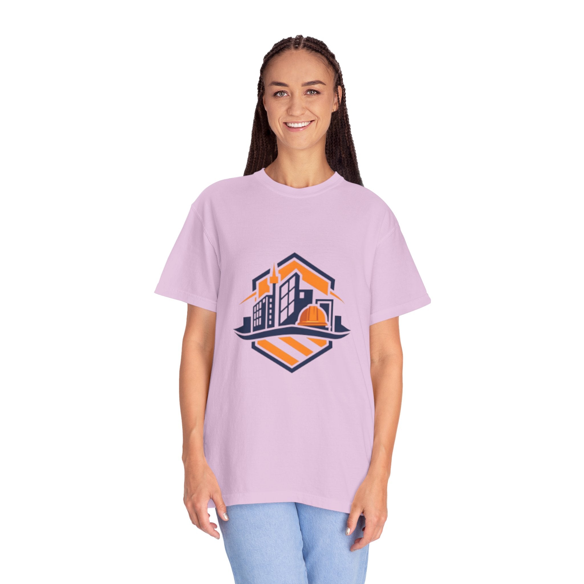 Real Estate Logo T-Shirt — Modern Cityscape Home Builder Graphic Tee