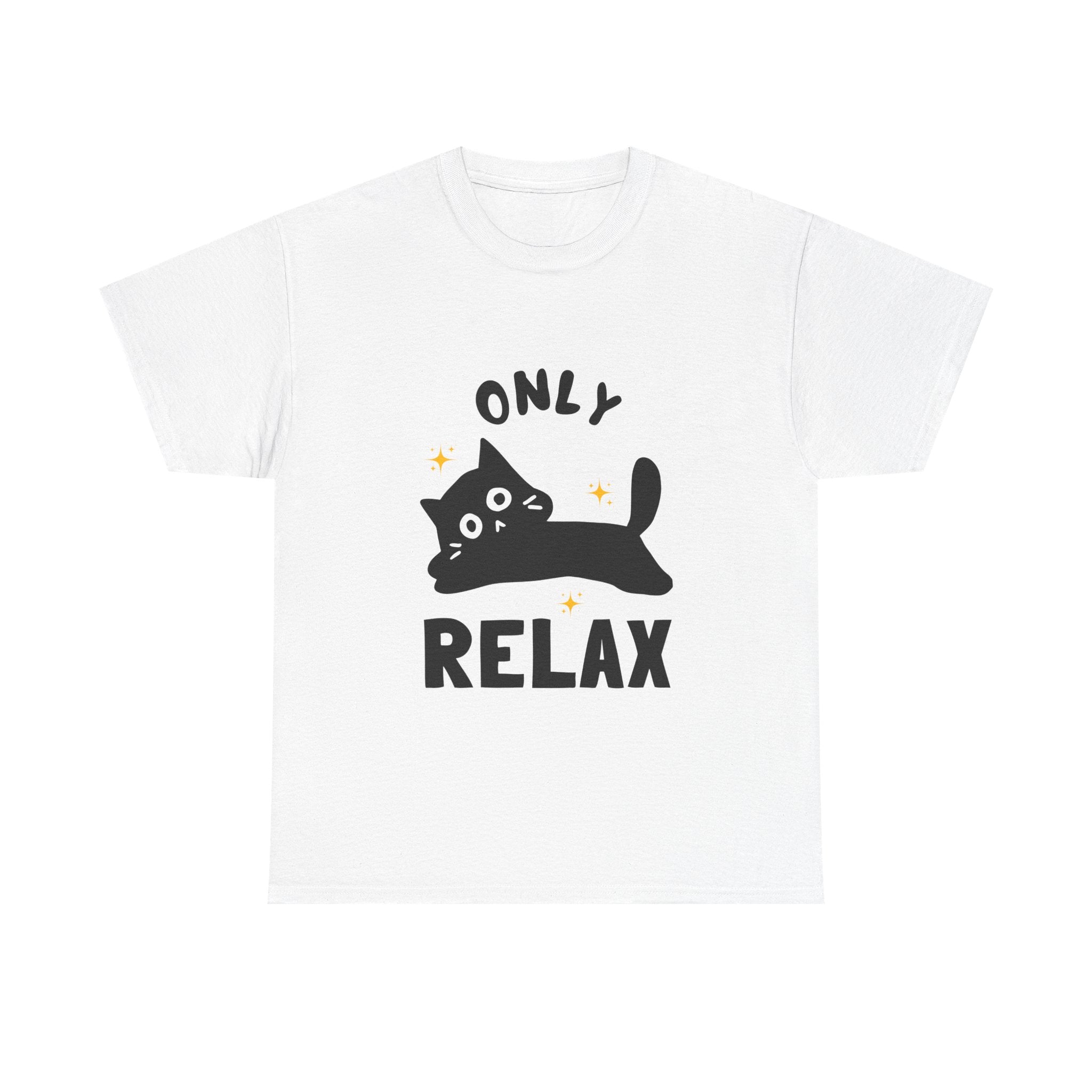 Cute Cat Relaxation Tee, Funny Cat Shirt, Gift for Cat Lovers, Casual Wear, Unisex Heavy Cotton Tee