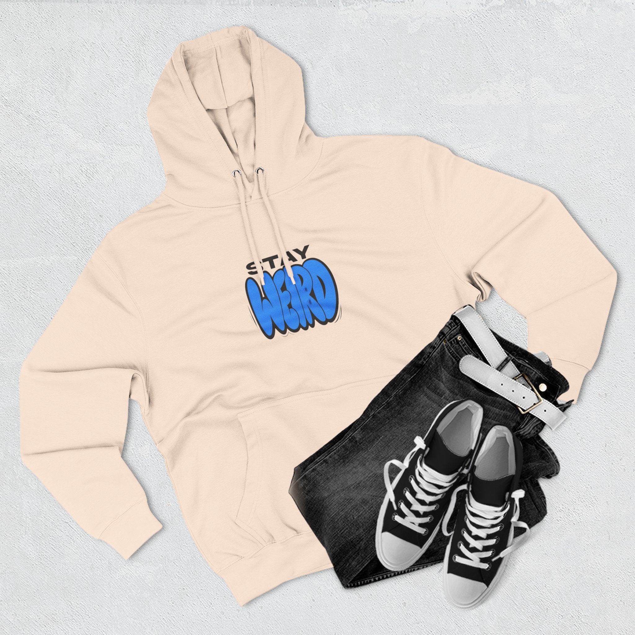 Stay Weird Hoodie — Cute Blue Graphic Fleece Pullover