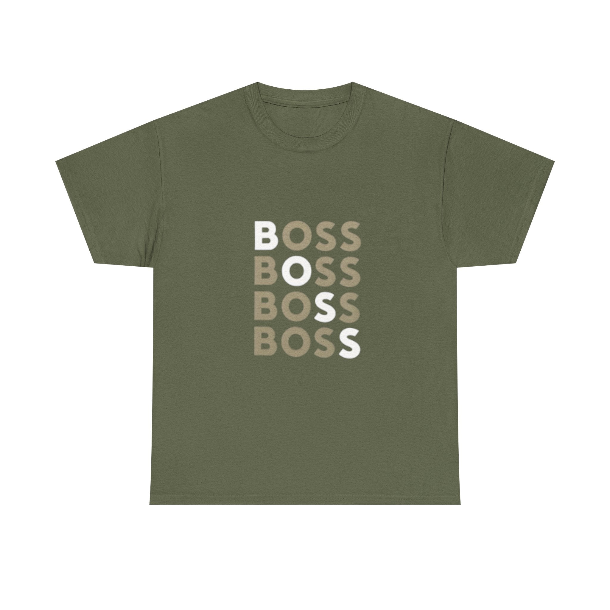 Boss Repeat Graphic Tee — Retro Stacked 'BOSS' Design