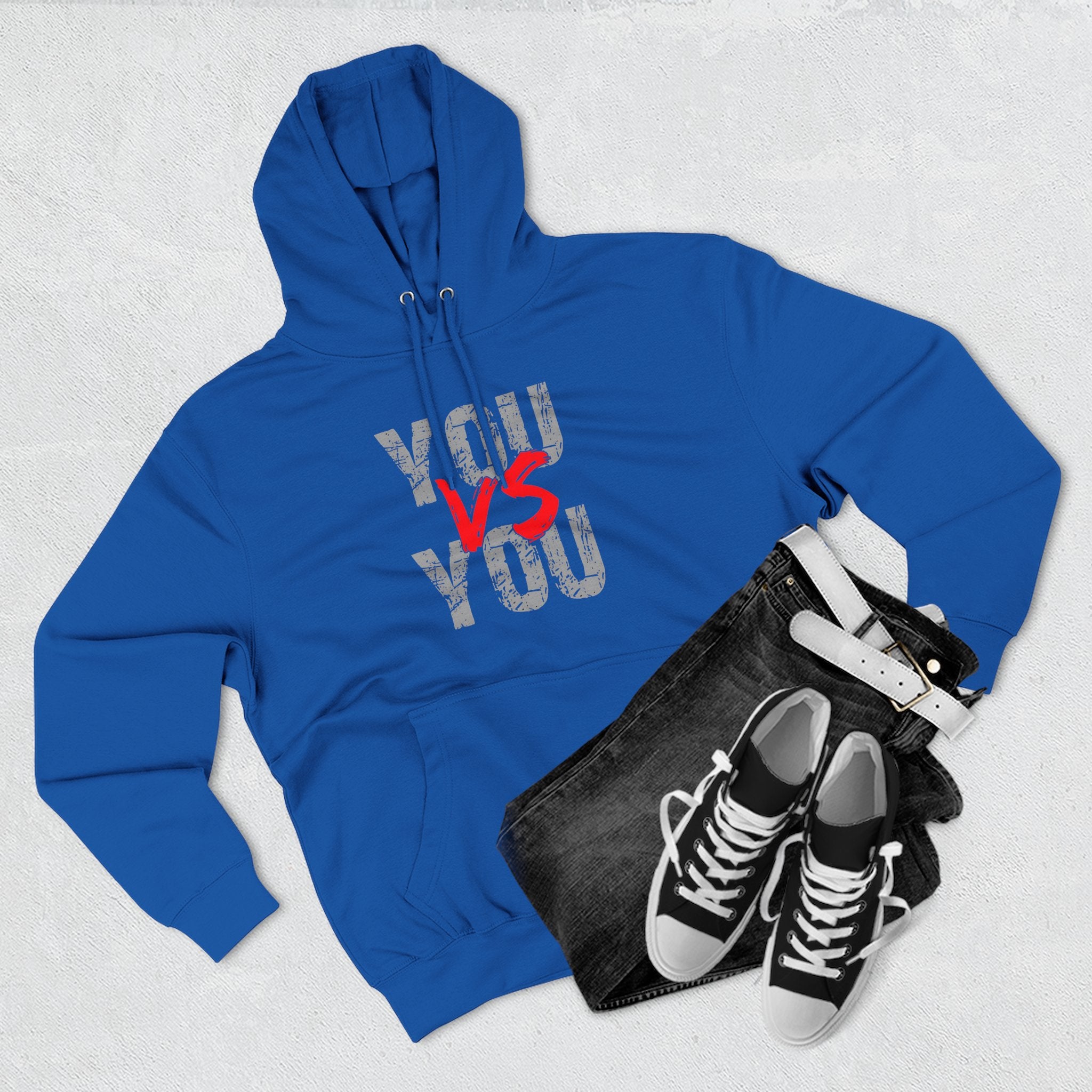 YOU vs YOU Three-Panel Fleece Hoodie, Motivational Sweatshirt, Unisex Hoodie, Workout Apparel, Self-Improvement Gift