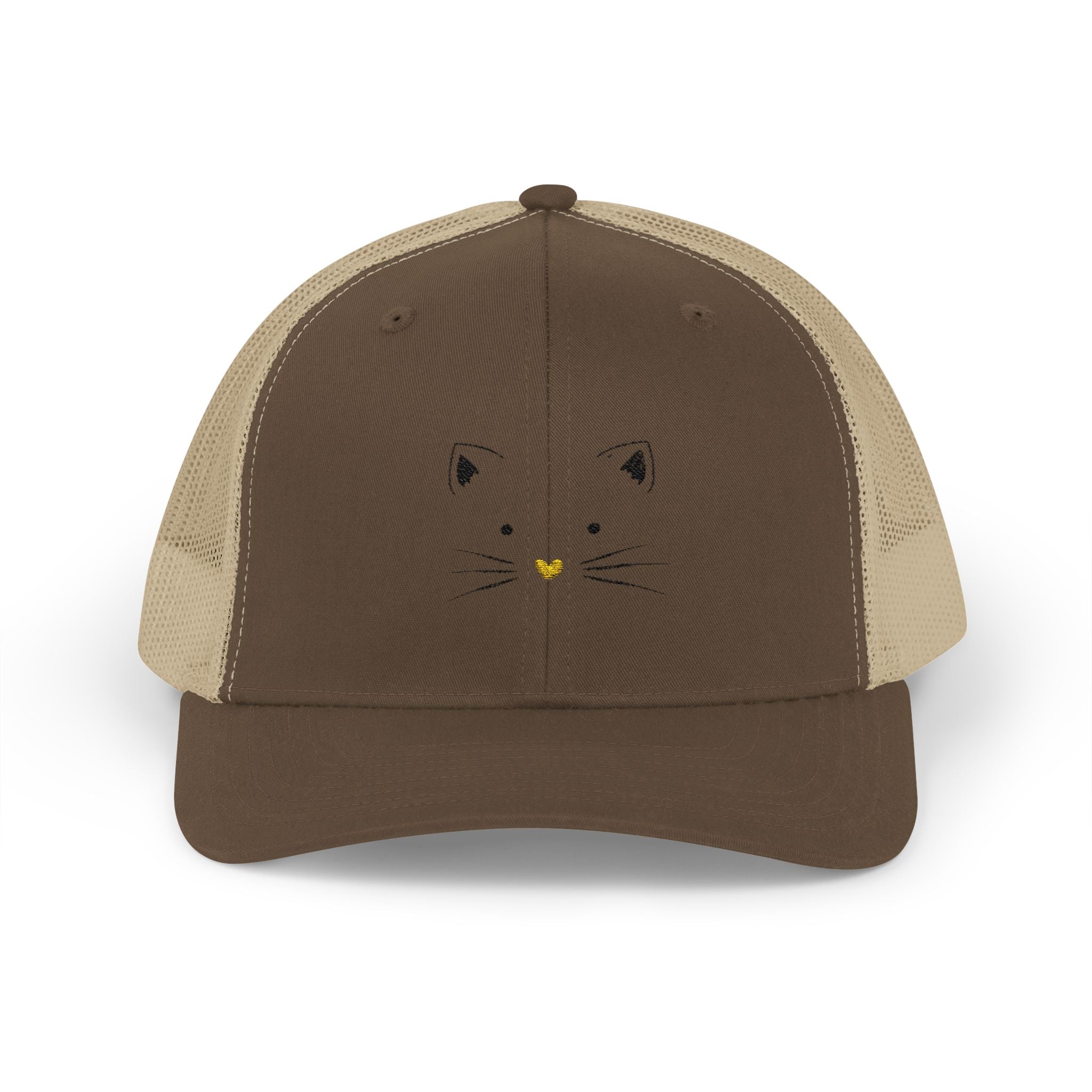 Cat Face Trucker Cap — Minimal Cute Kitty Snapback Hat