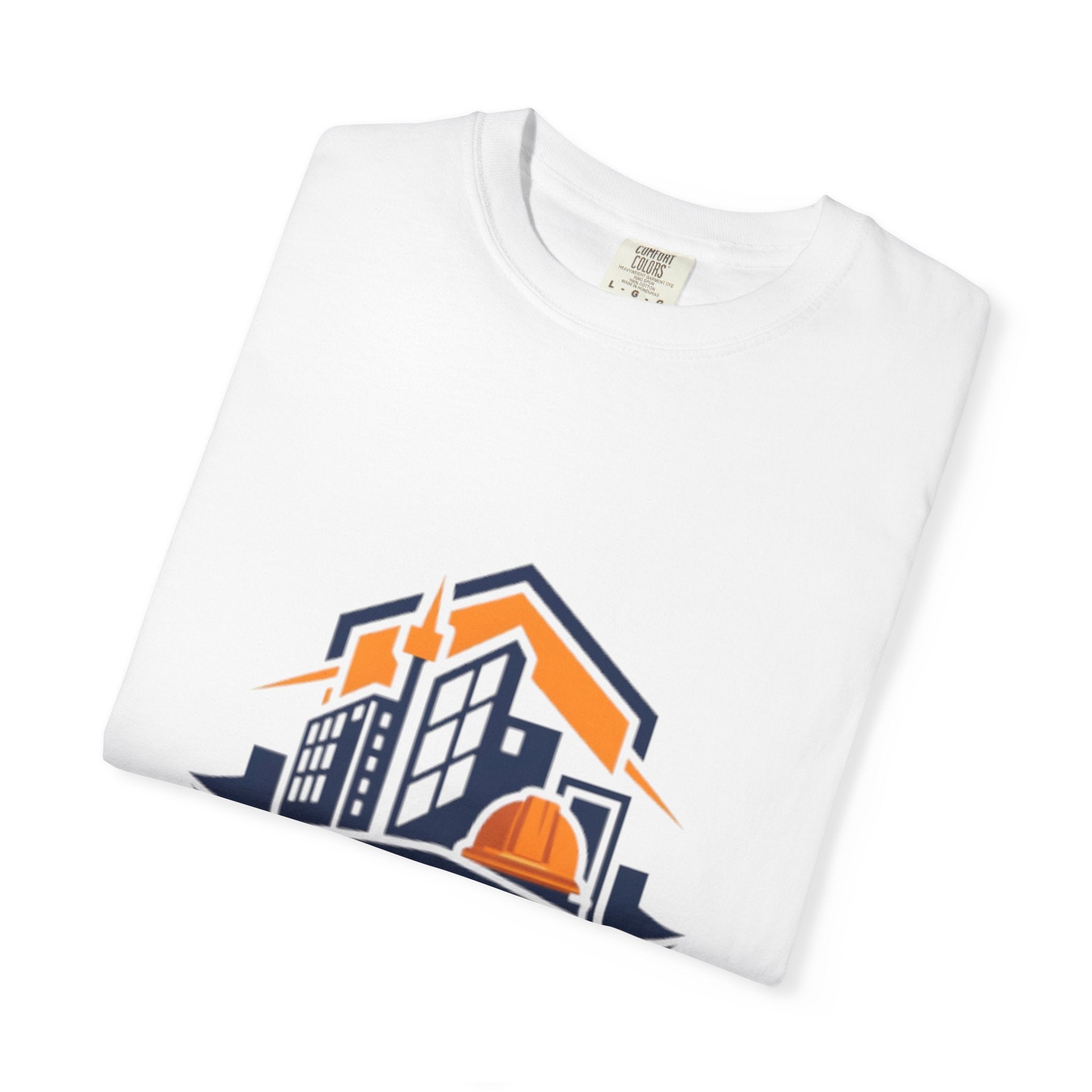 Real Estate Logo T-Shirt — Modern Cityscape Home Builder Graphic Tee