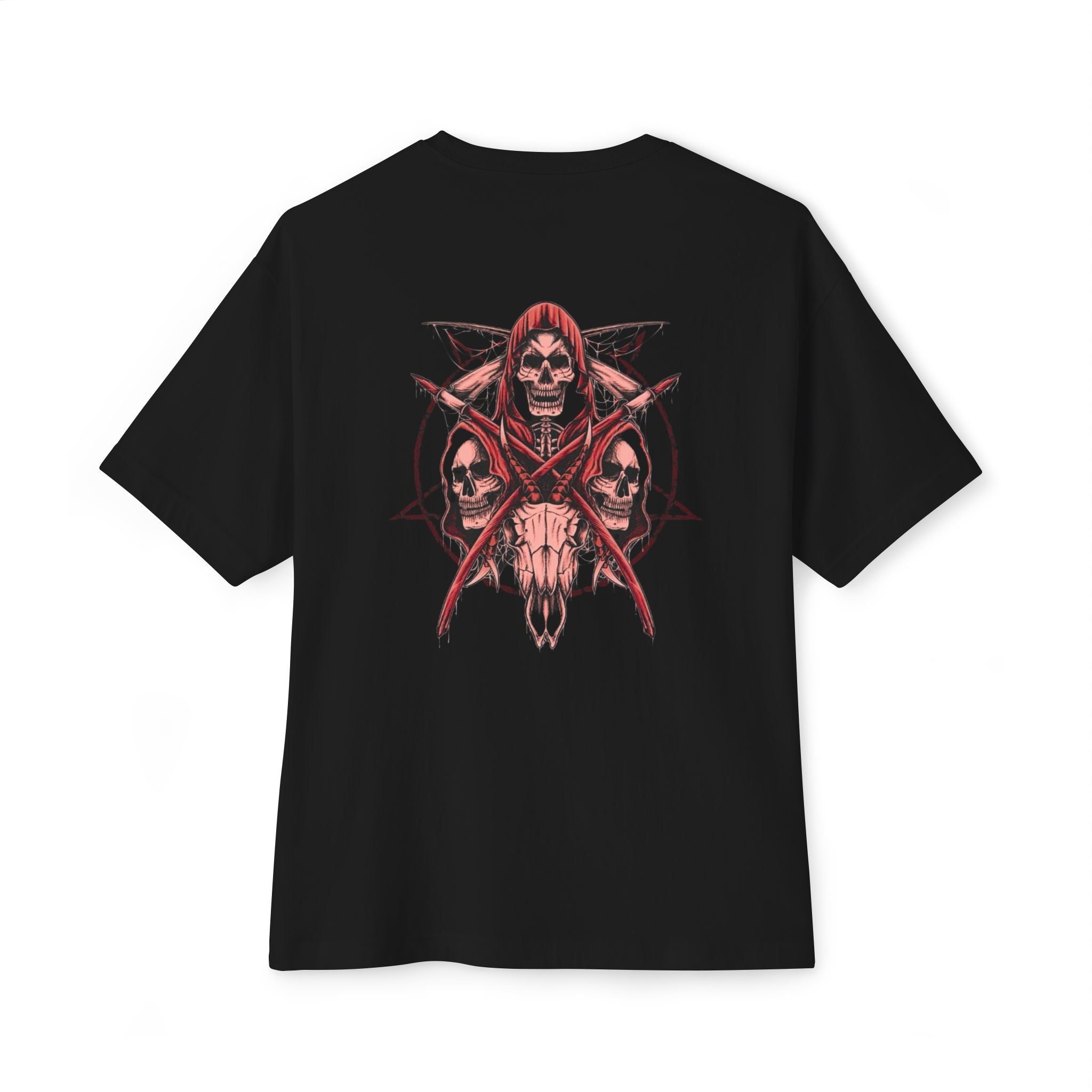 Reaper Skull Graphic Tee — Gothic Skull & Hooded Grim Reaper Design