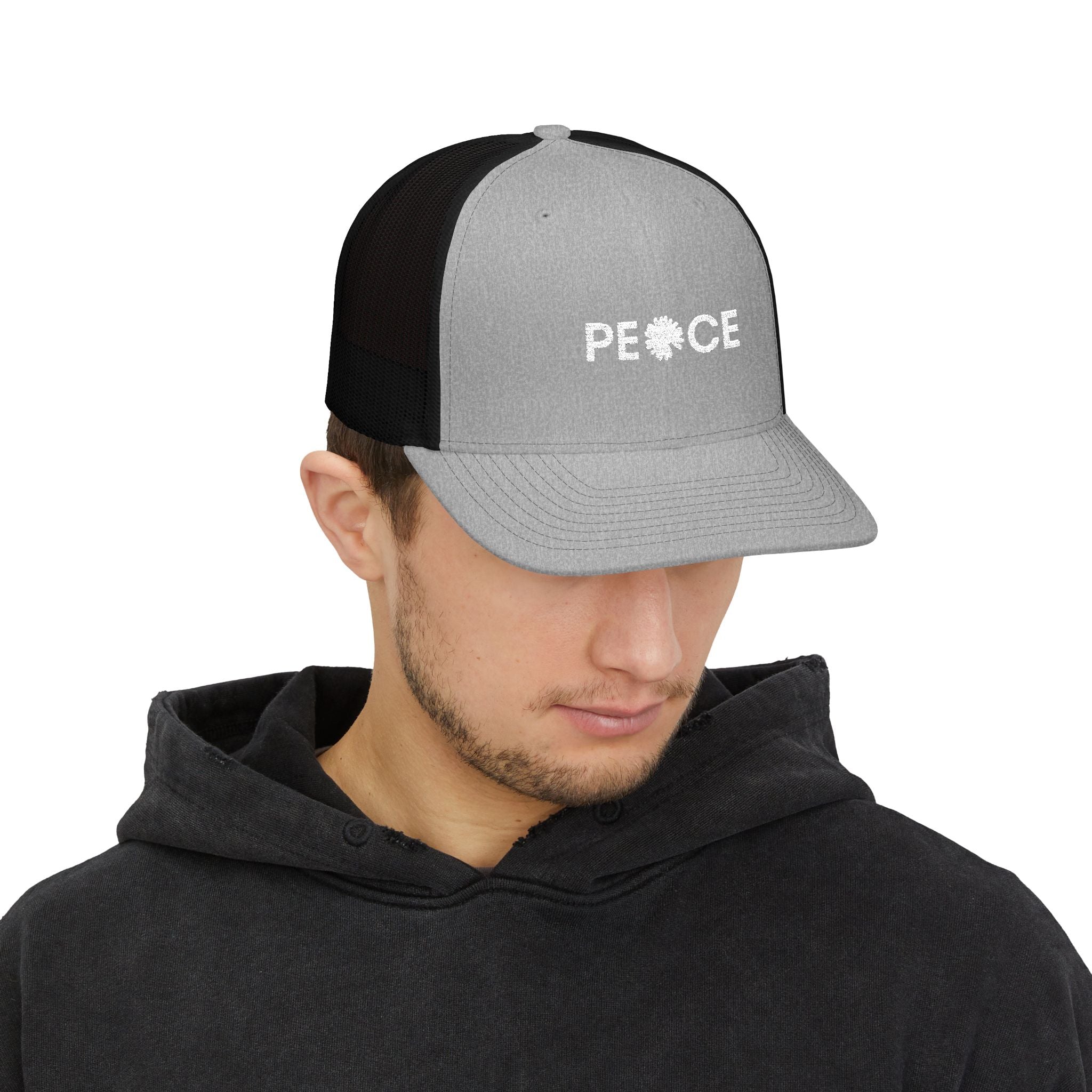 Peace Daisy Embroidered Trucker Cap