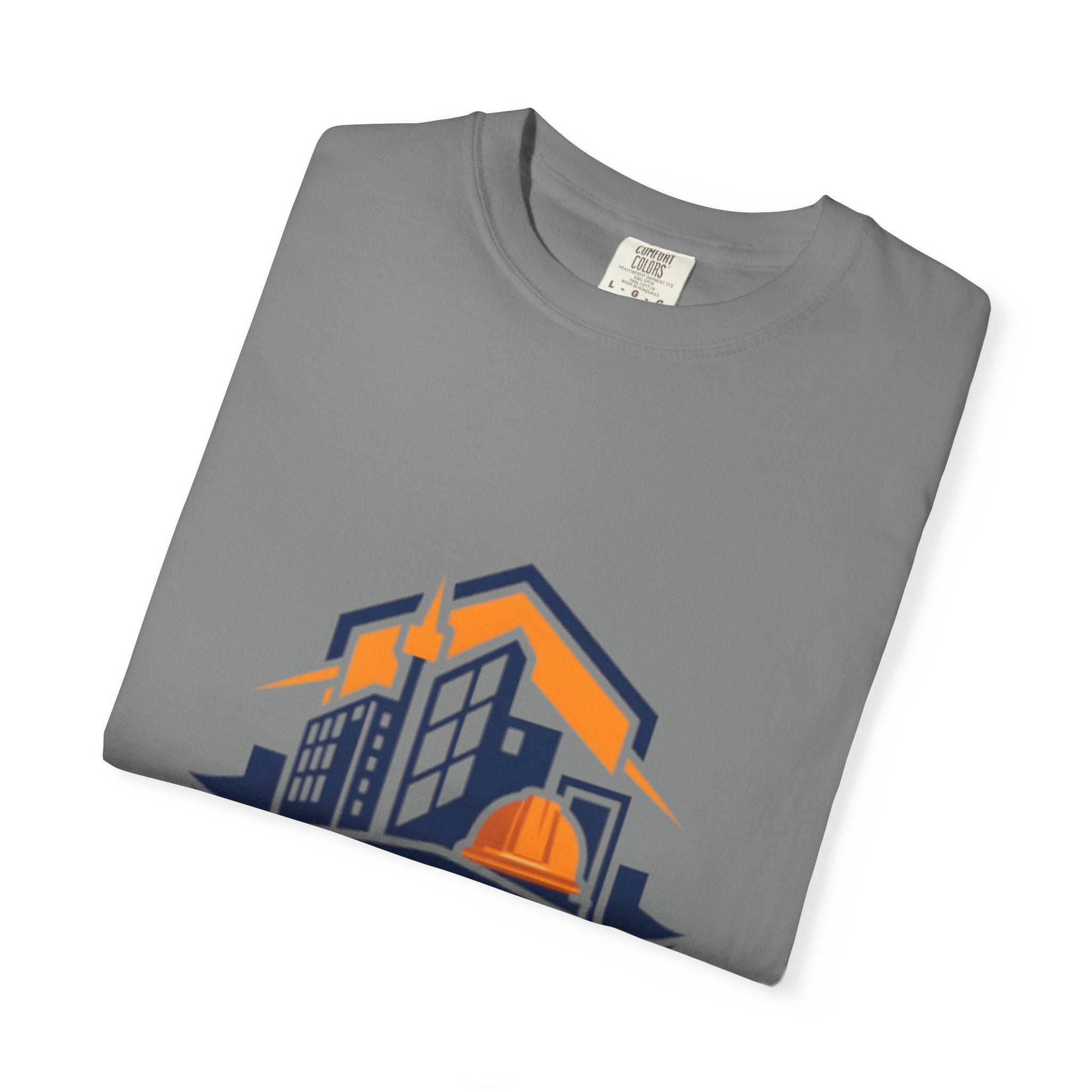 Real Estate Logo T-Shirt — Modern Cityscape Home Builder Graphic Tee